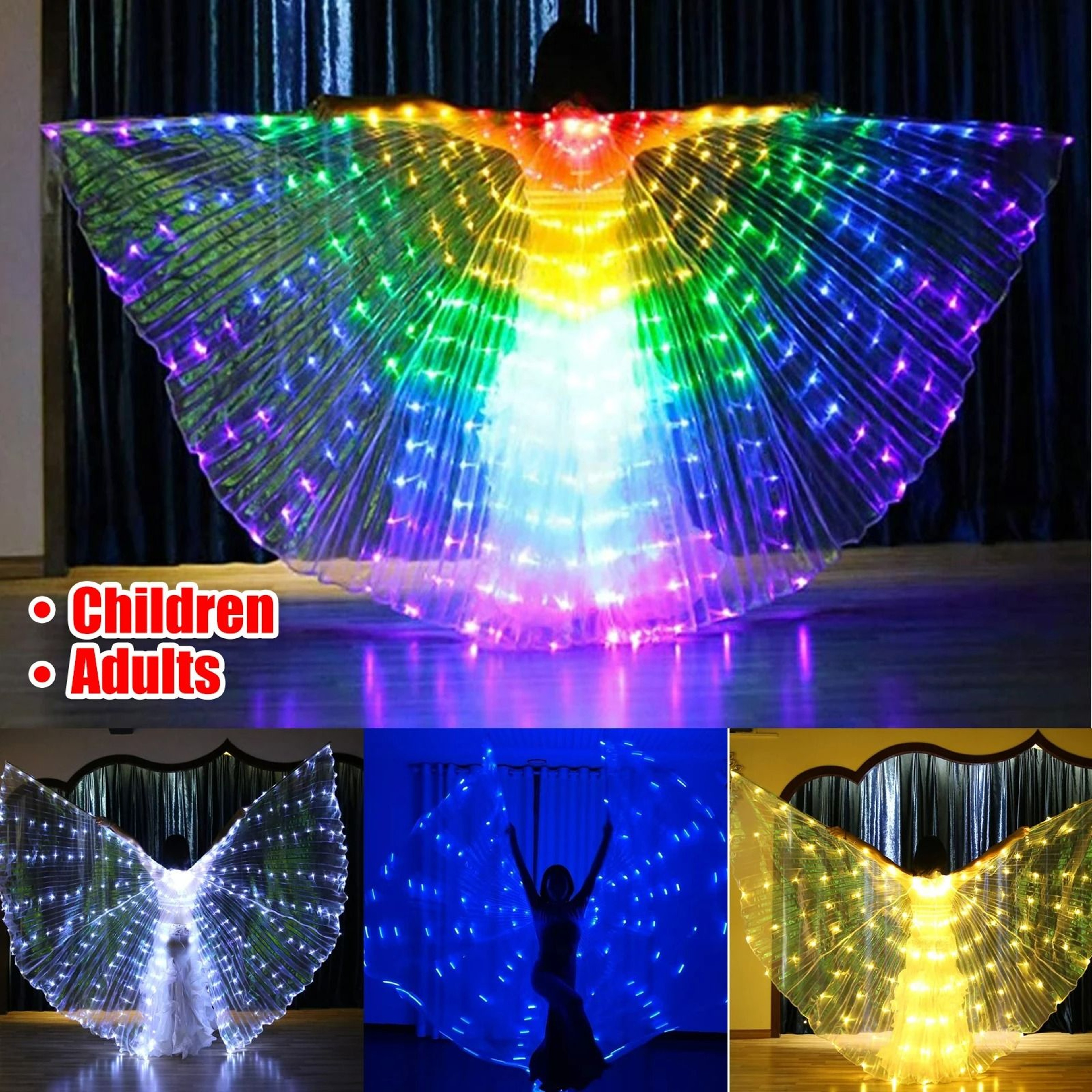 LED Light Up Isis Wings With Telescopic Sticks 2