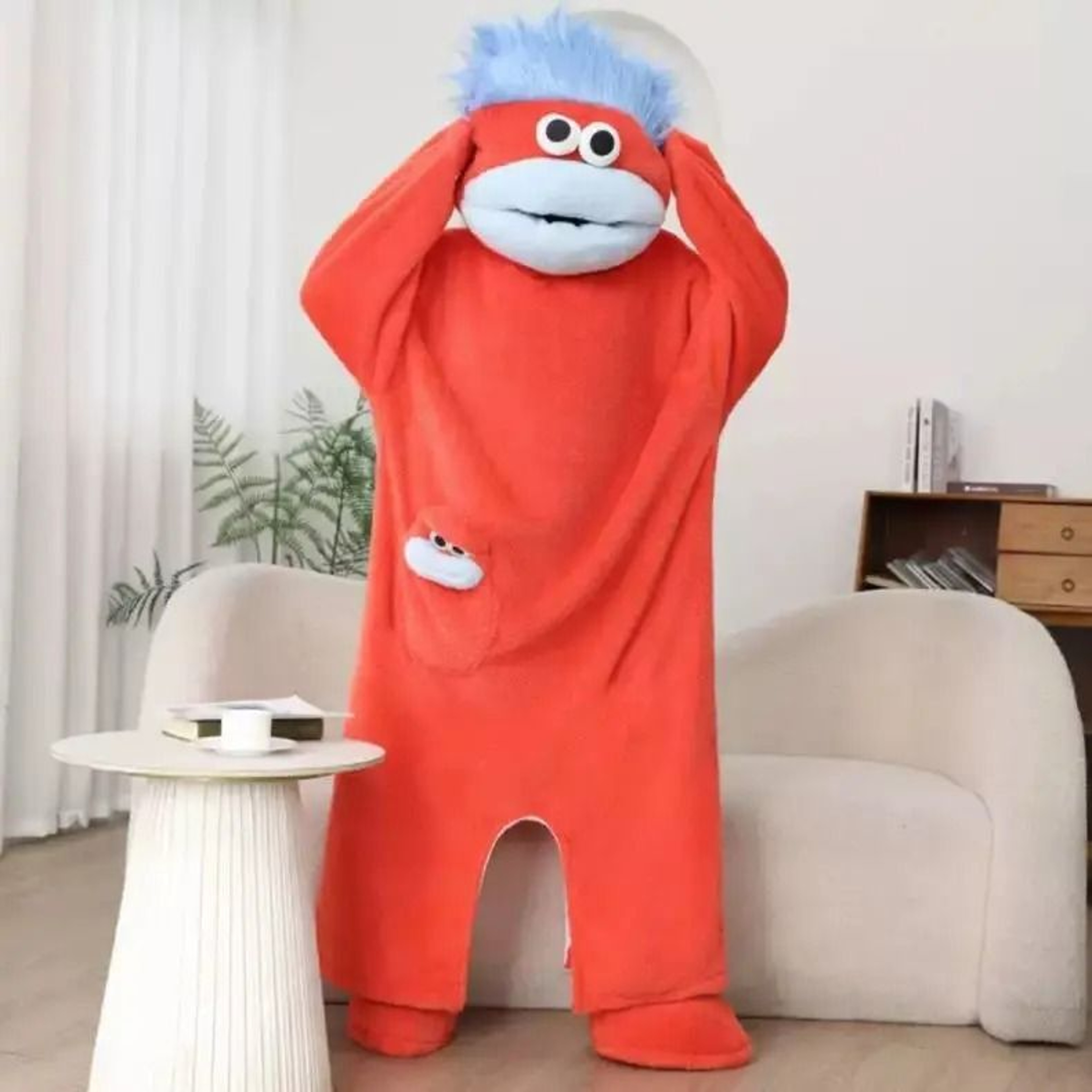 Big Mouth Monster Coral Fleece Hooded Onesie Pajamas 6