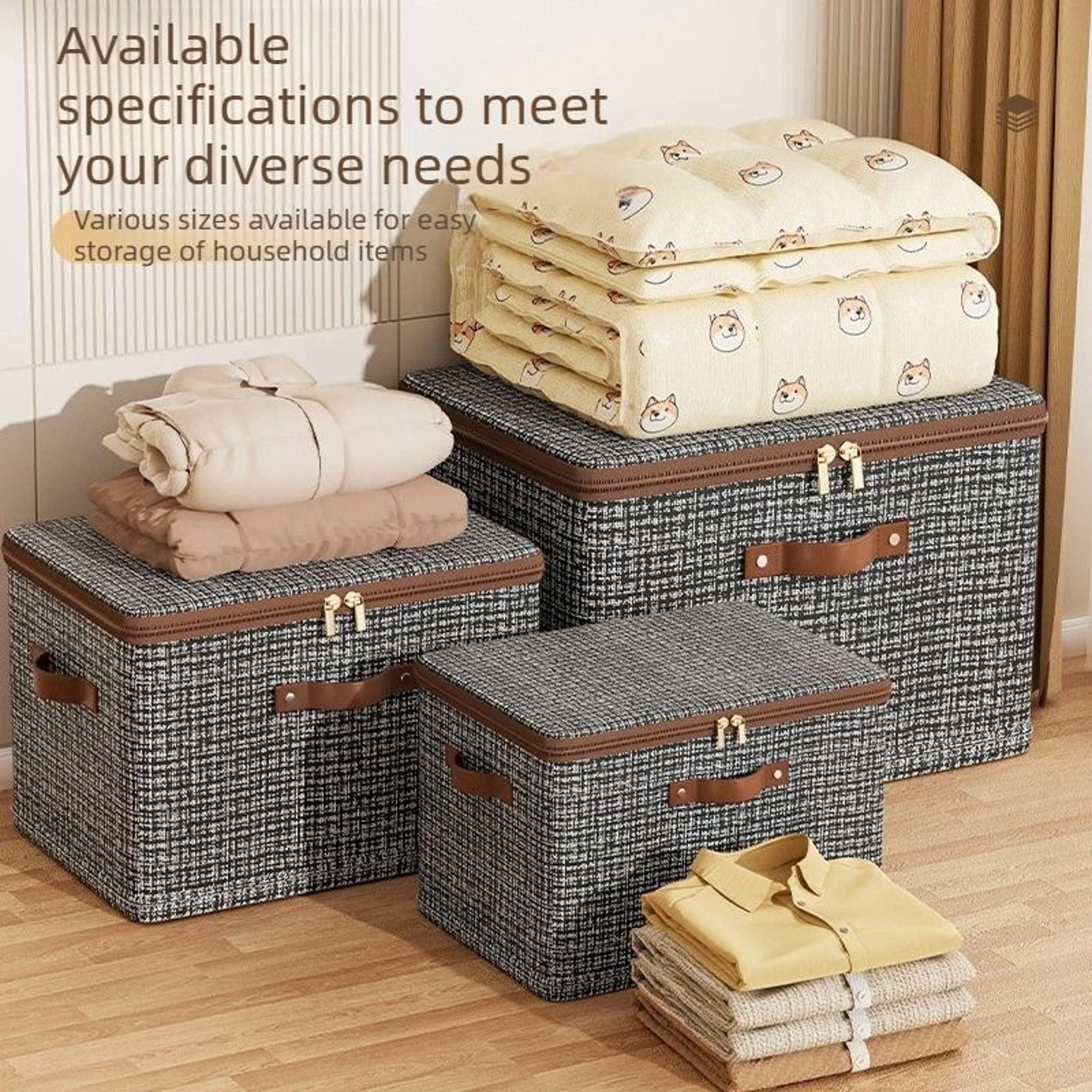 Collapsible Fabric Wardrobe Clothing  Blanket Storage Bin 2