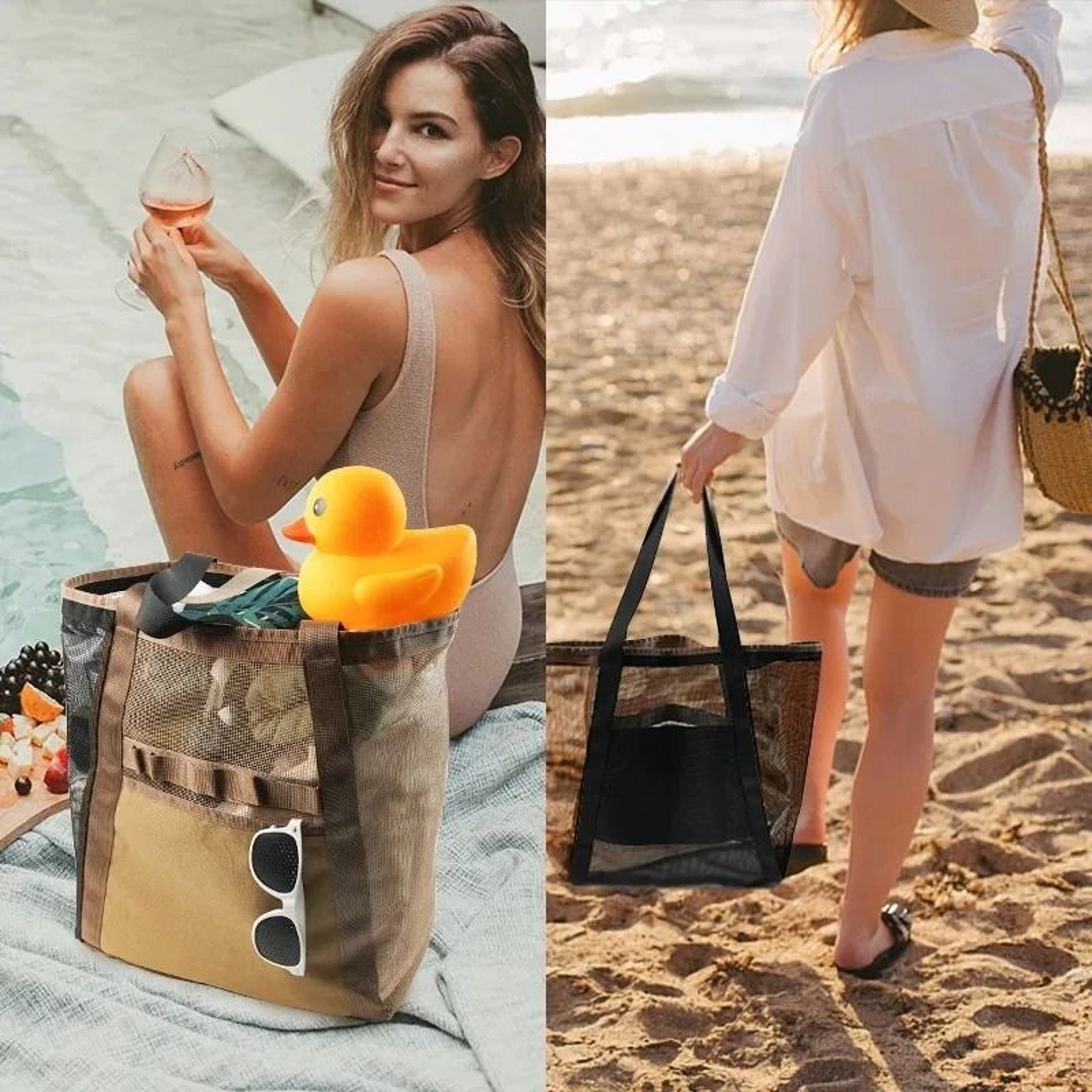 Extra Large Breathable Mesh Beach Toy Tote  Travel Shoulder Bag 5