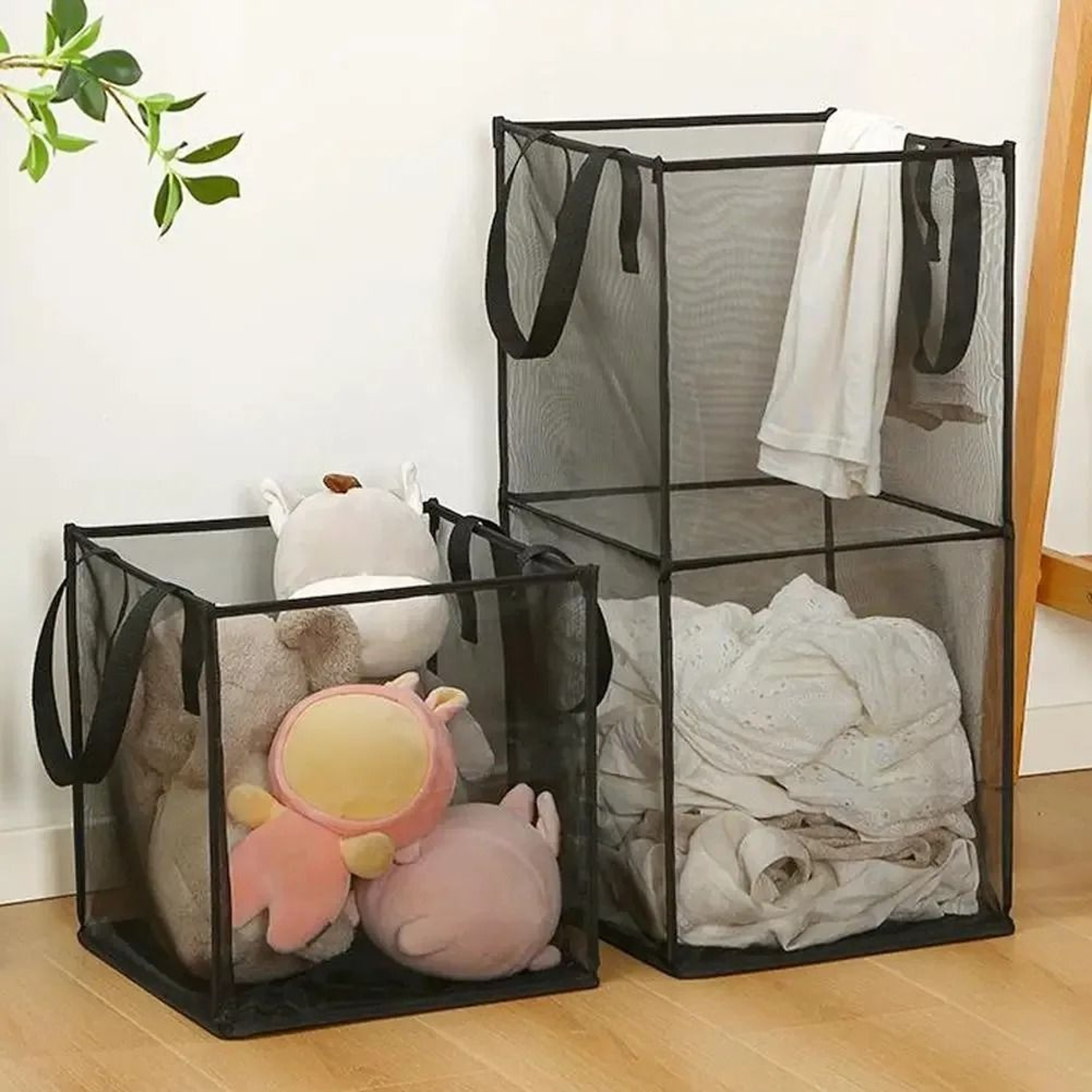 Square Foldable Breathable Mesh Laundry Hamper  Clothes Storage Basket 2