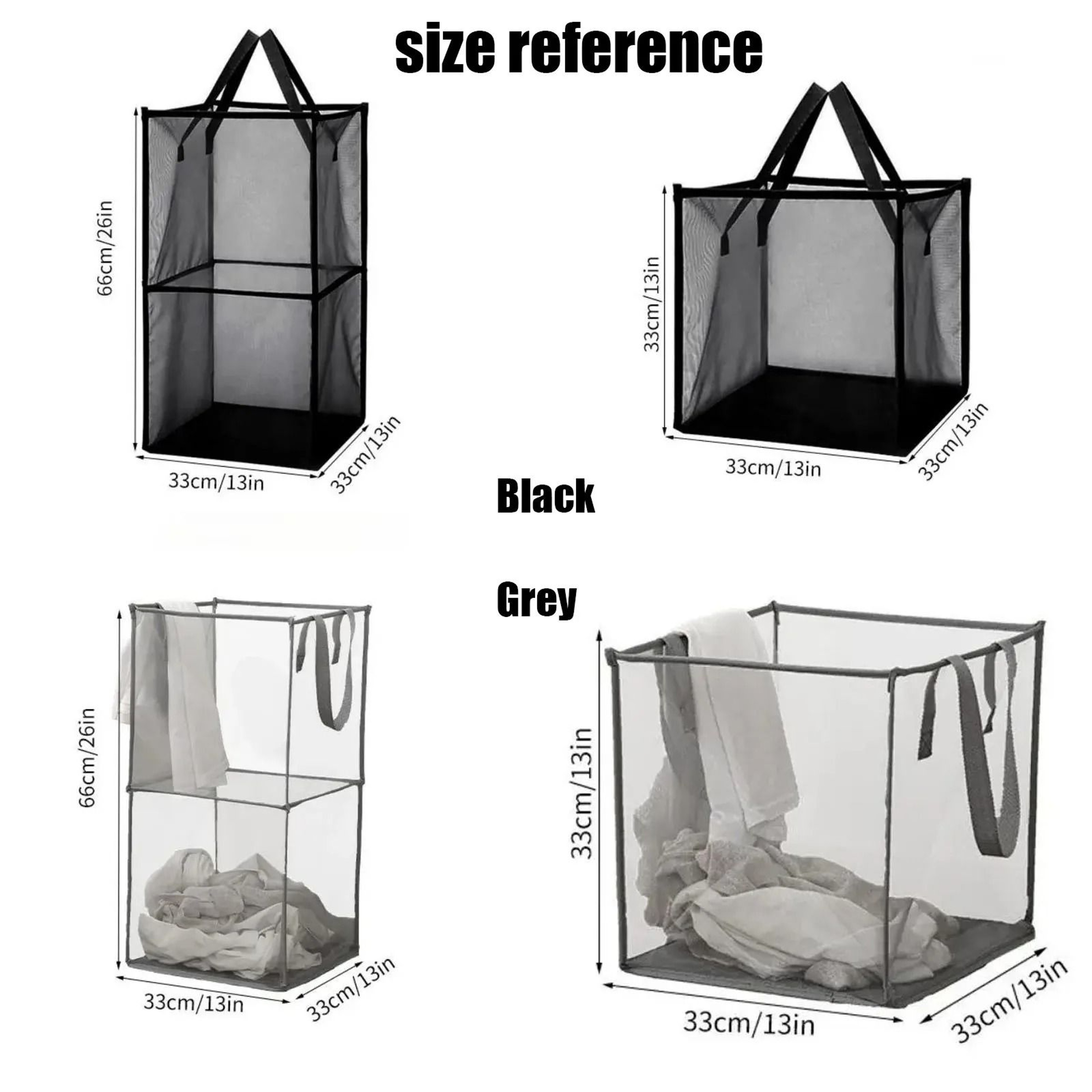 Square Foldable Breathable Mesh Laundry Hamper  Clothes Storage Basket 4