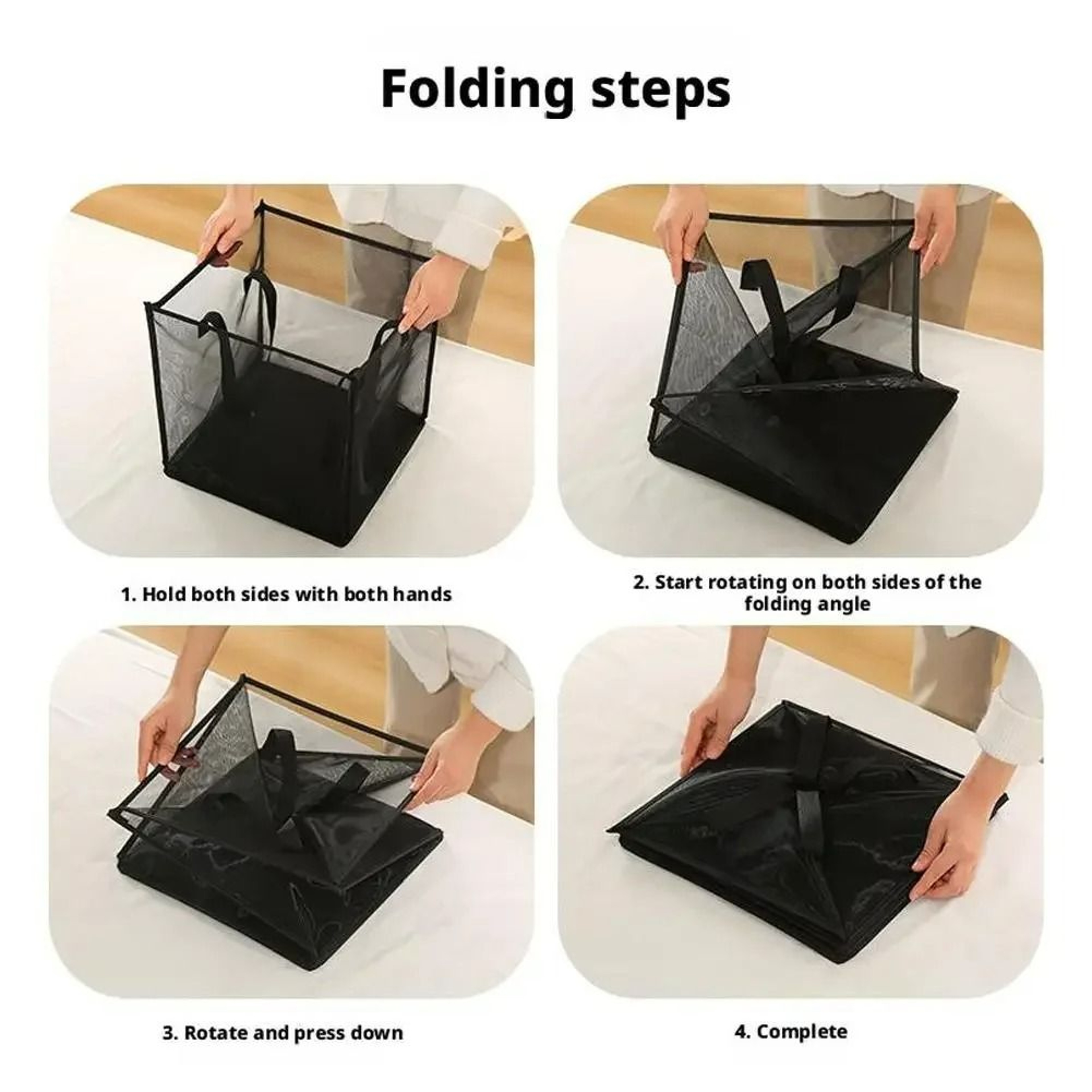 Square Foldable Breathable Mesh Laundry Hamper  Clothes Storage Basket 5