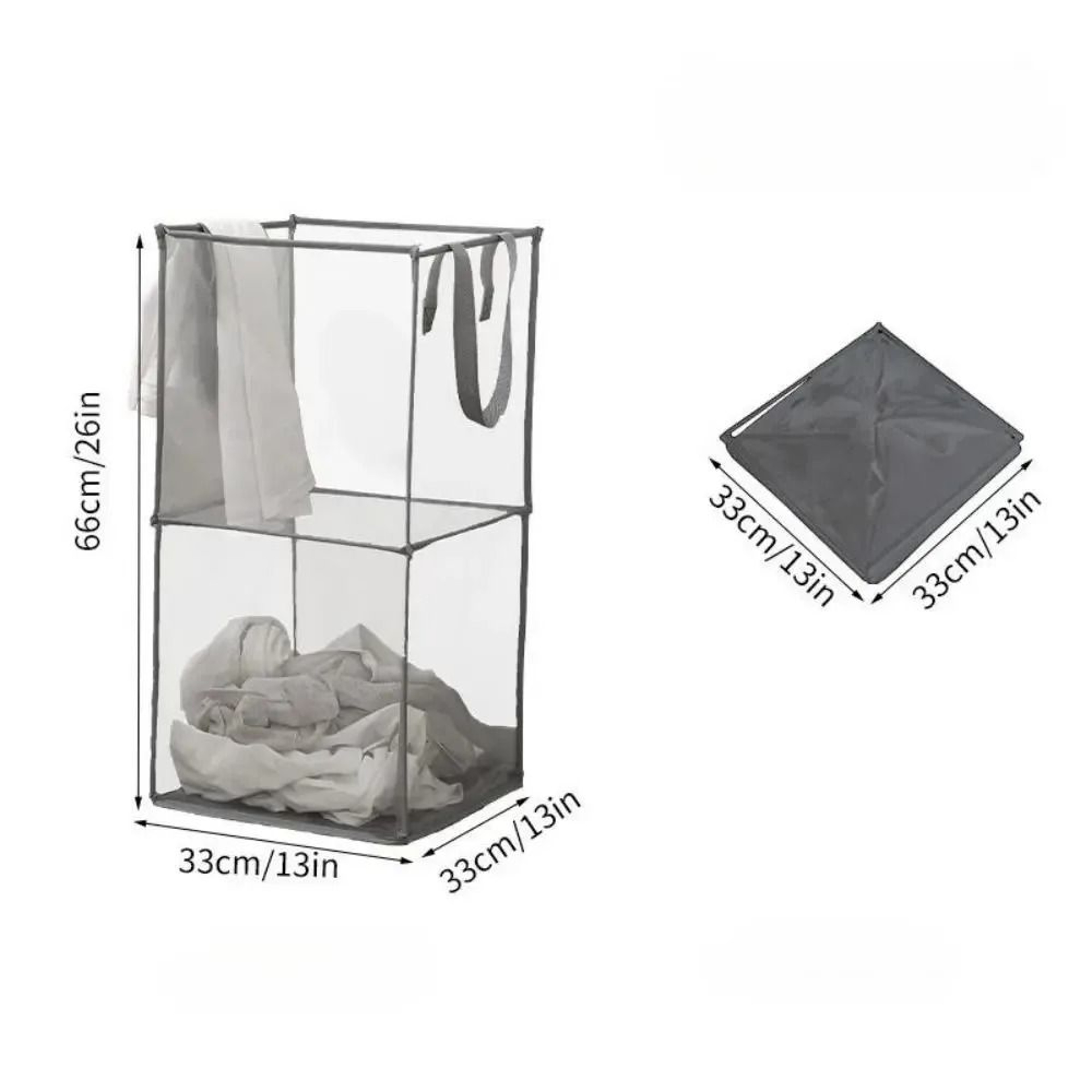 Square Foldable Breathable Mesh Laundry Hamper  Clothes Storage Basket 10