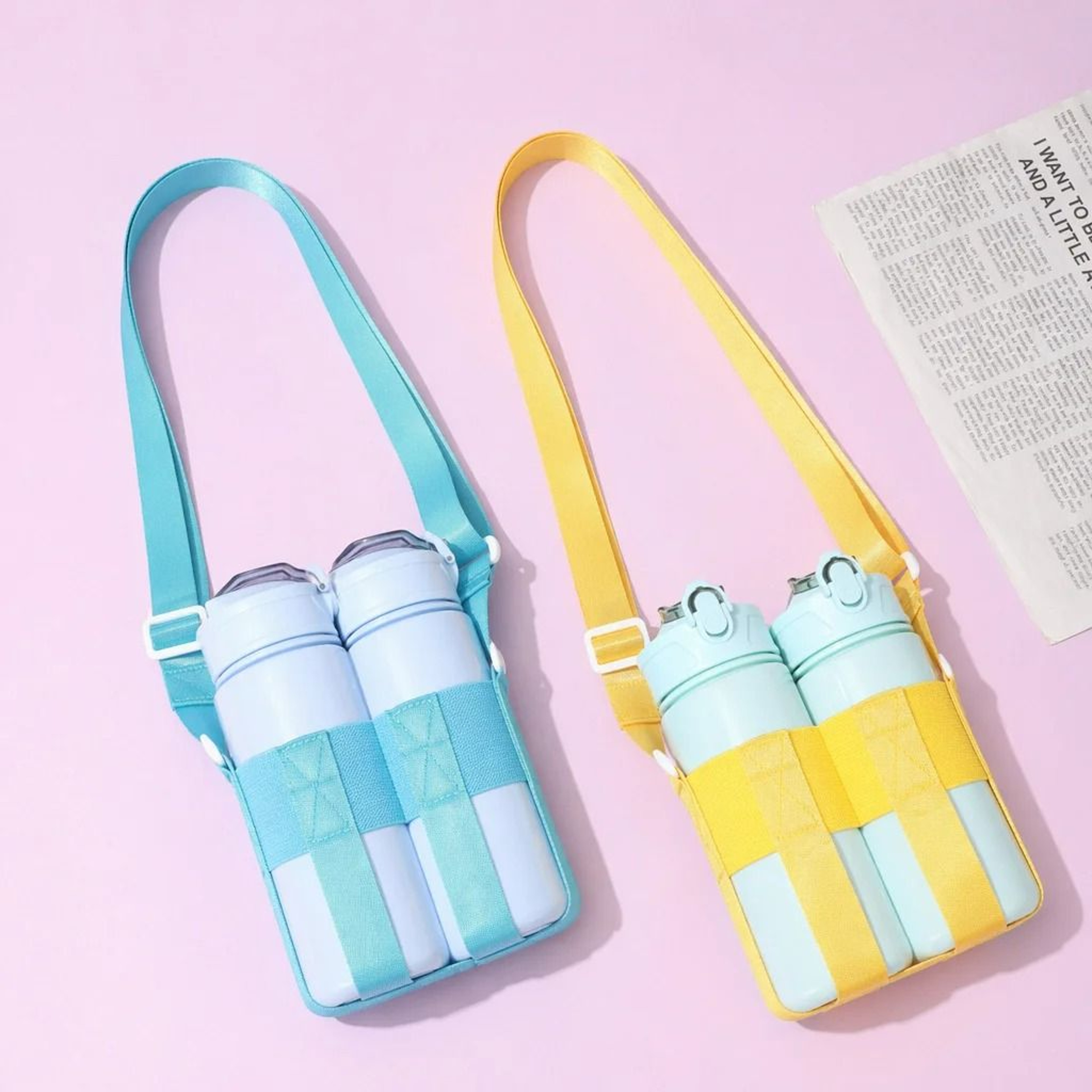 Crossbody Sling Water Bottle Carrier Bag With Adjustable Shoulder Strap 1