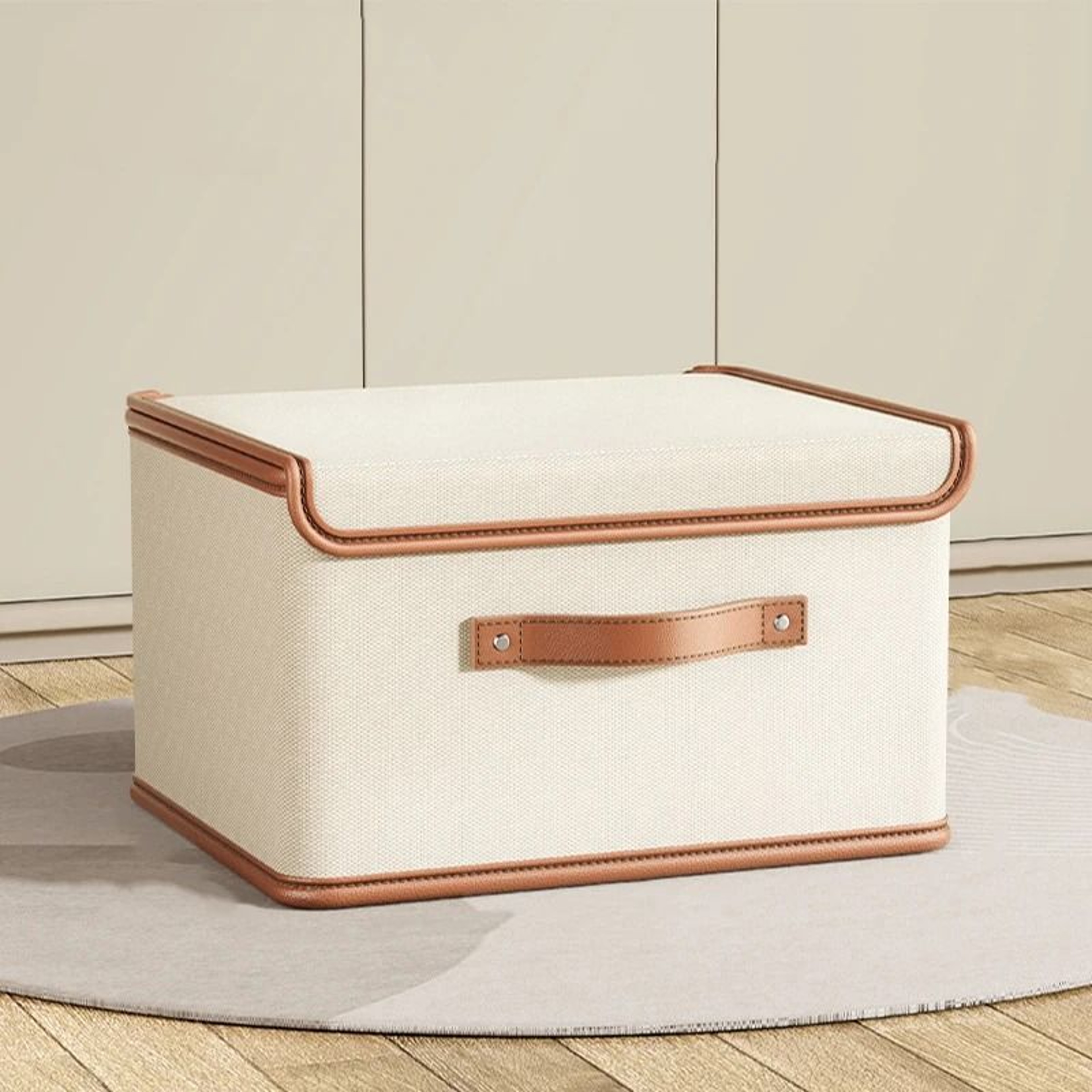 HeavyDuty Oxford Cloth Integrated Flap Lidded Storage Box  Bedroom Wardrobe Basket 2