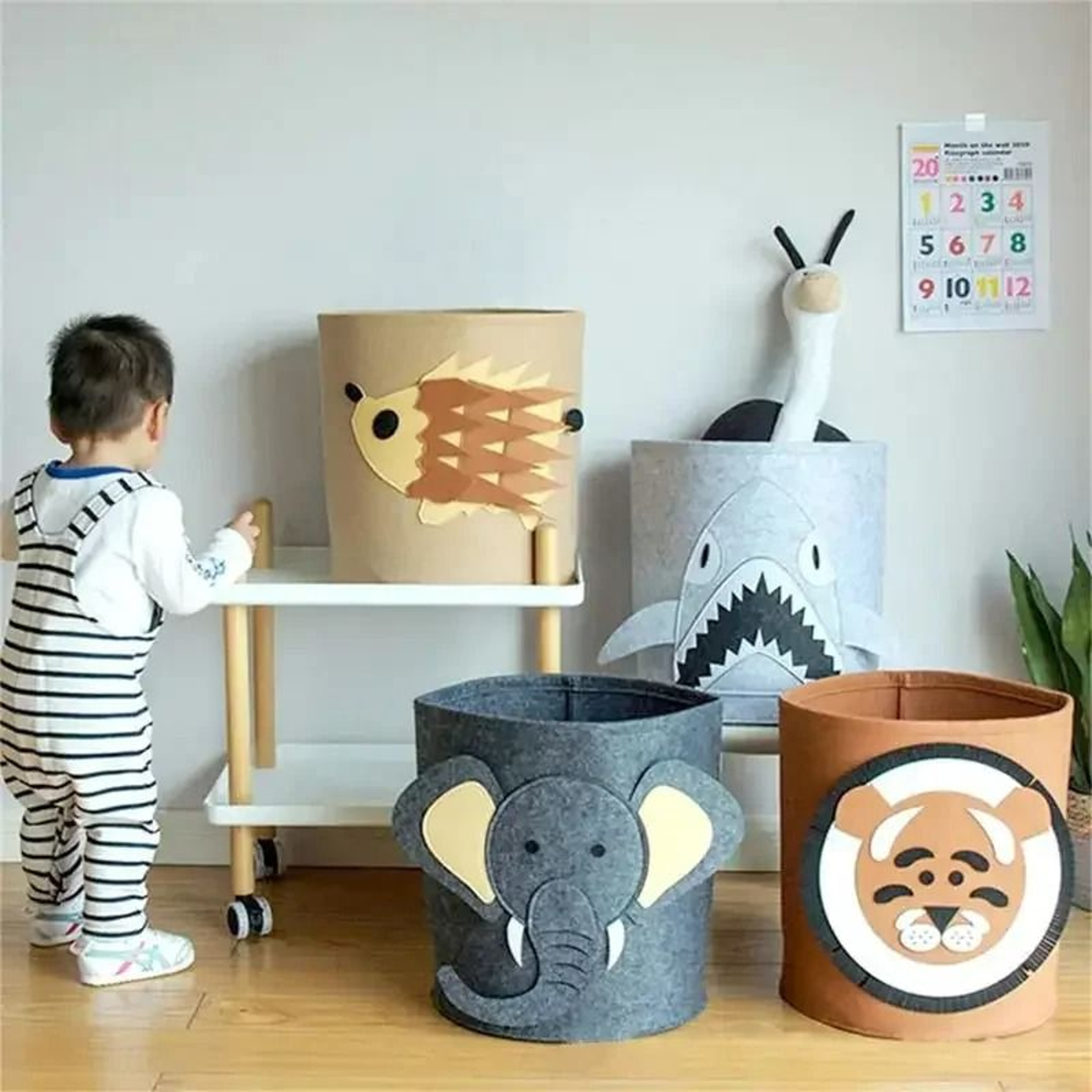Cute Cartoon Felt Baby Storage Basket Animal Laundry Hamper Toy Organizer 0