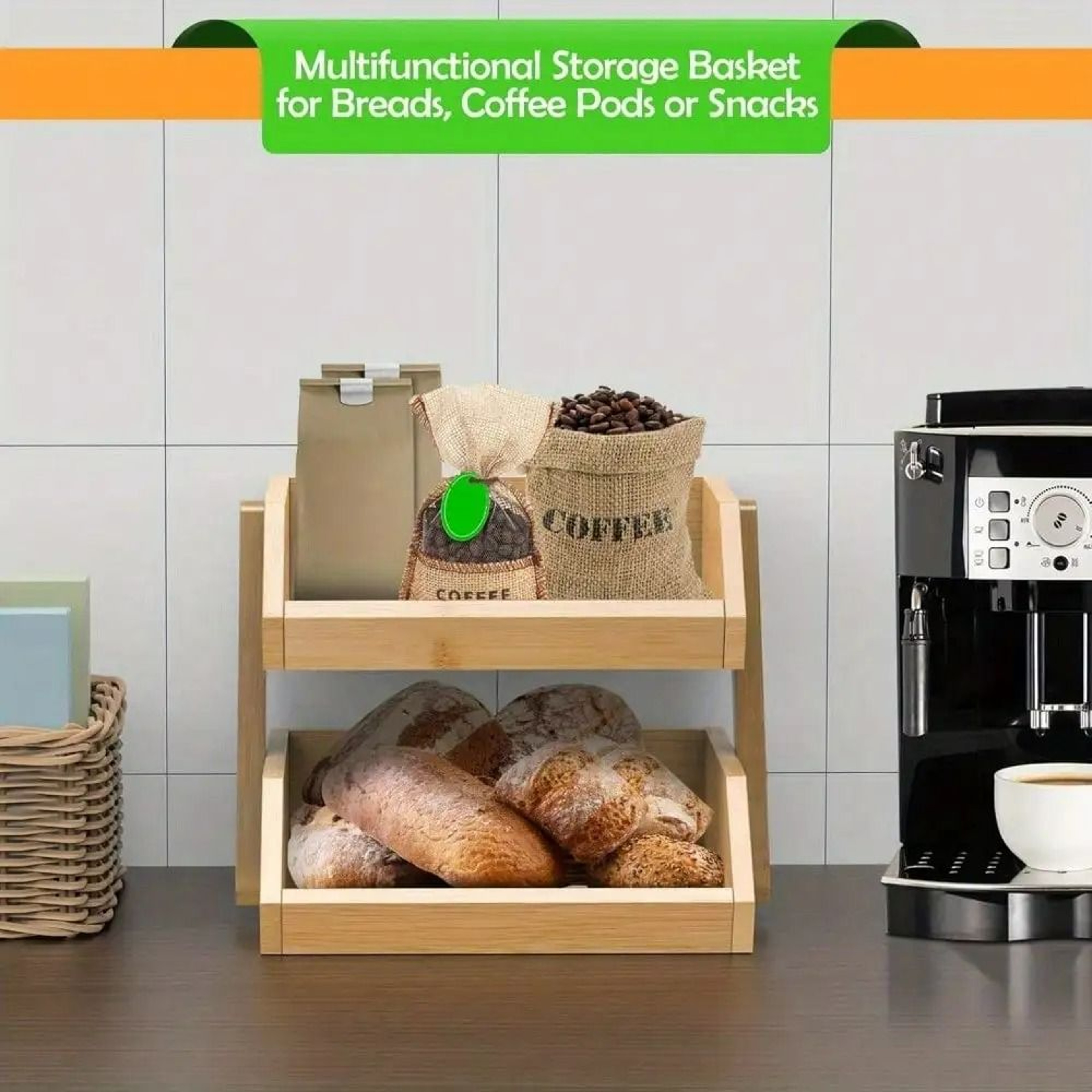 Tiered Bamboo Fruit And Vegetable Basket Stand Multipurpose Kitchen Storage Organizer 3