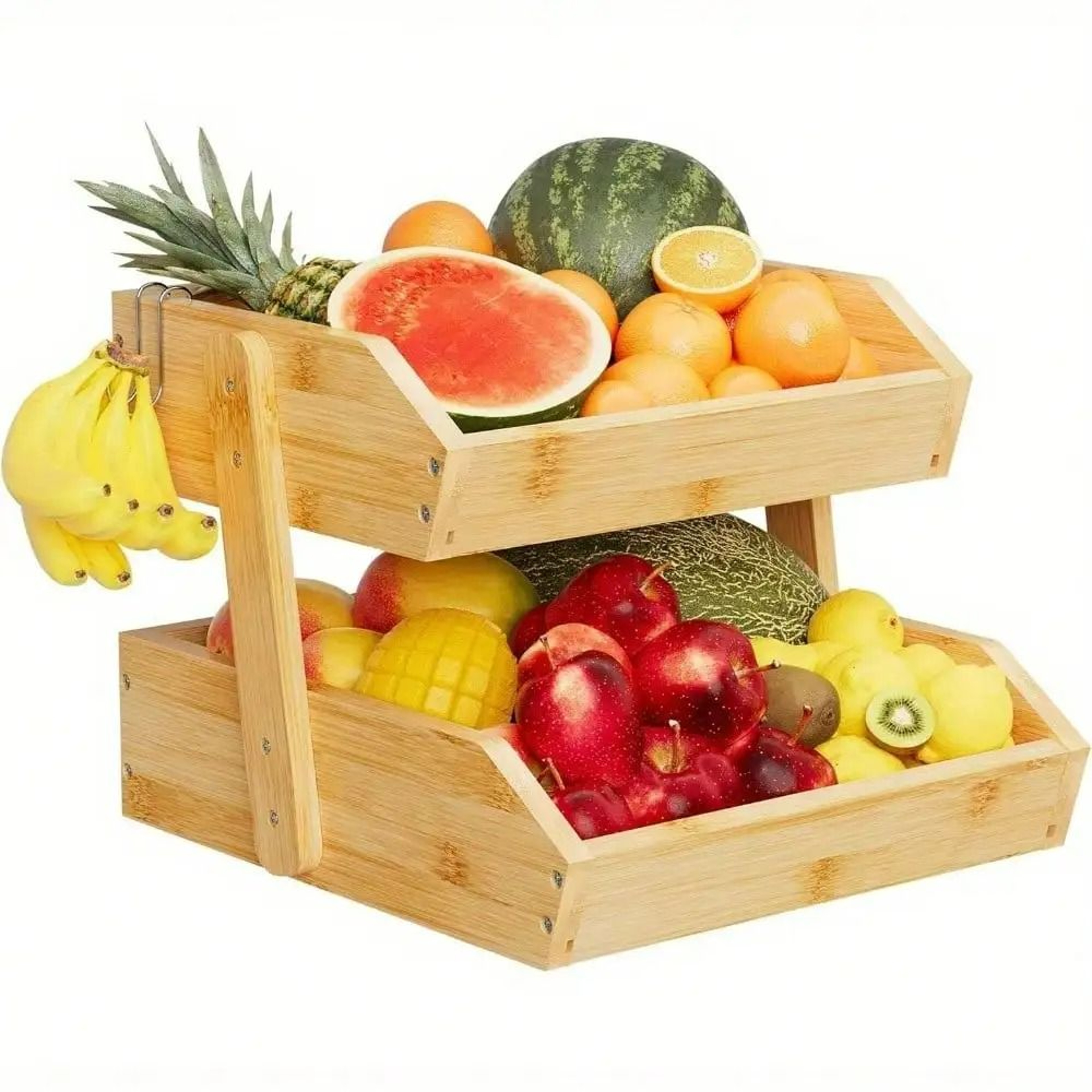 Tiered Bamboo Fruit And Vegetable Basket Stand Multipurpose Kitchen Storage Organizer 4
