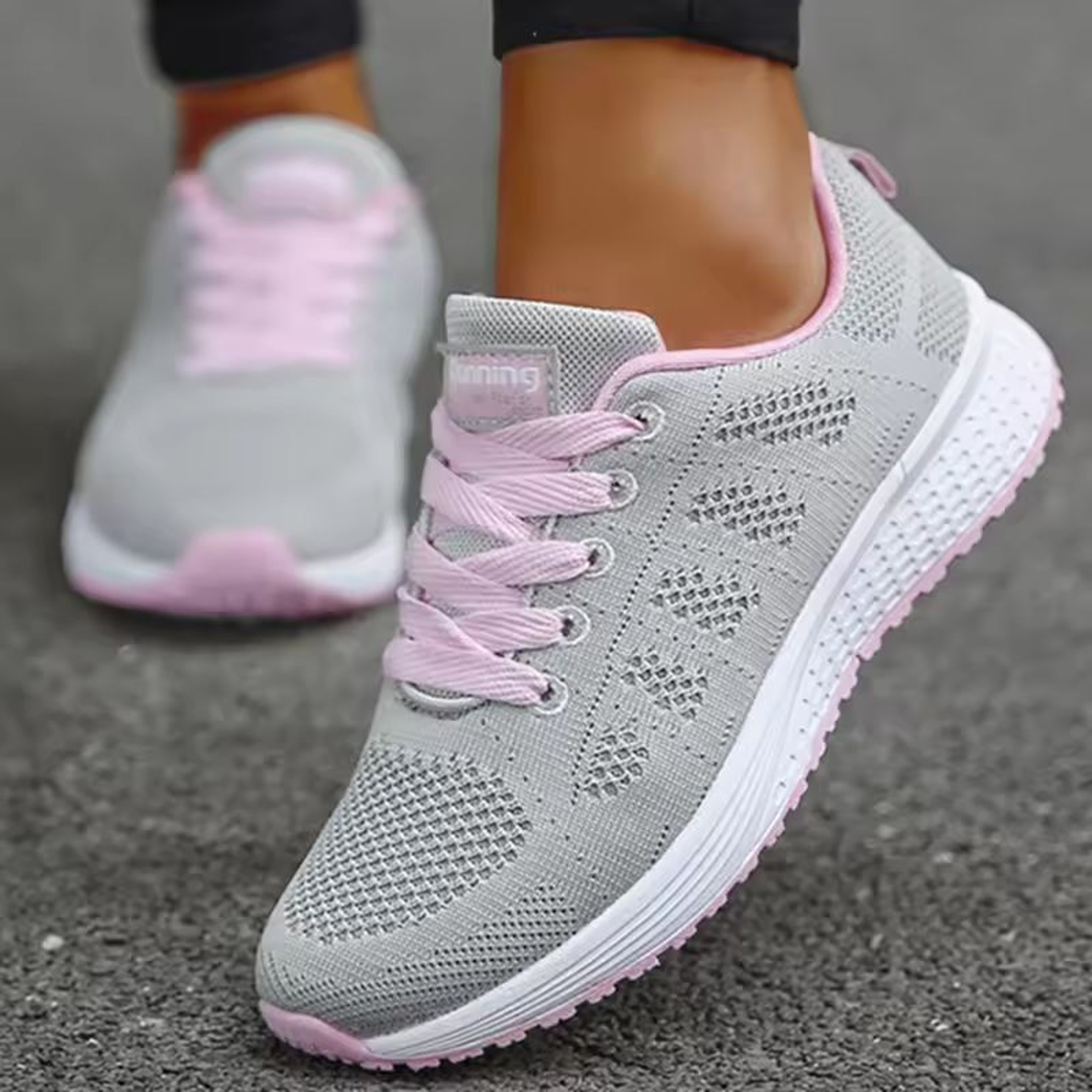 AirFlex Womens Breathable Mesh Sneakers Lightweight Lace Up Vulcanized Shoes For Active Comfort 9