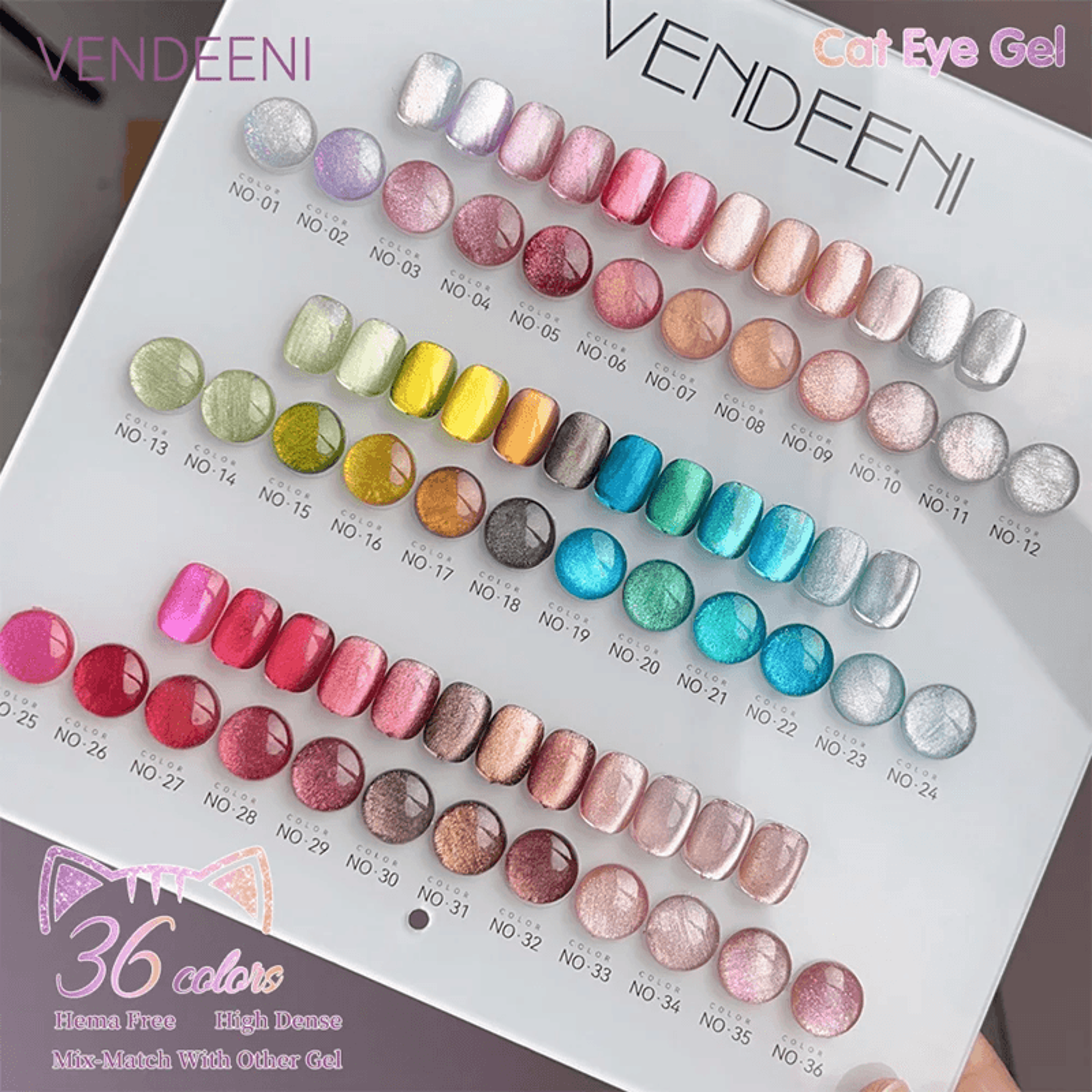 36 Color Magnetic Cat Eye Gel Polish Set With Reflective Holographic Shine For Nail Art Design 2