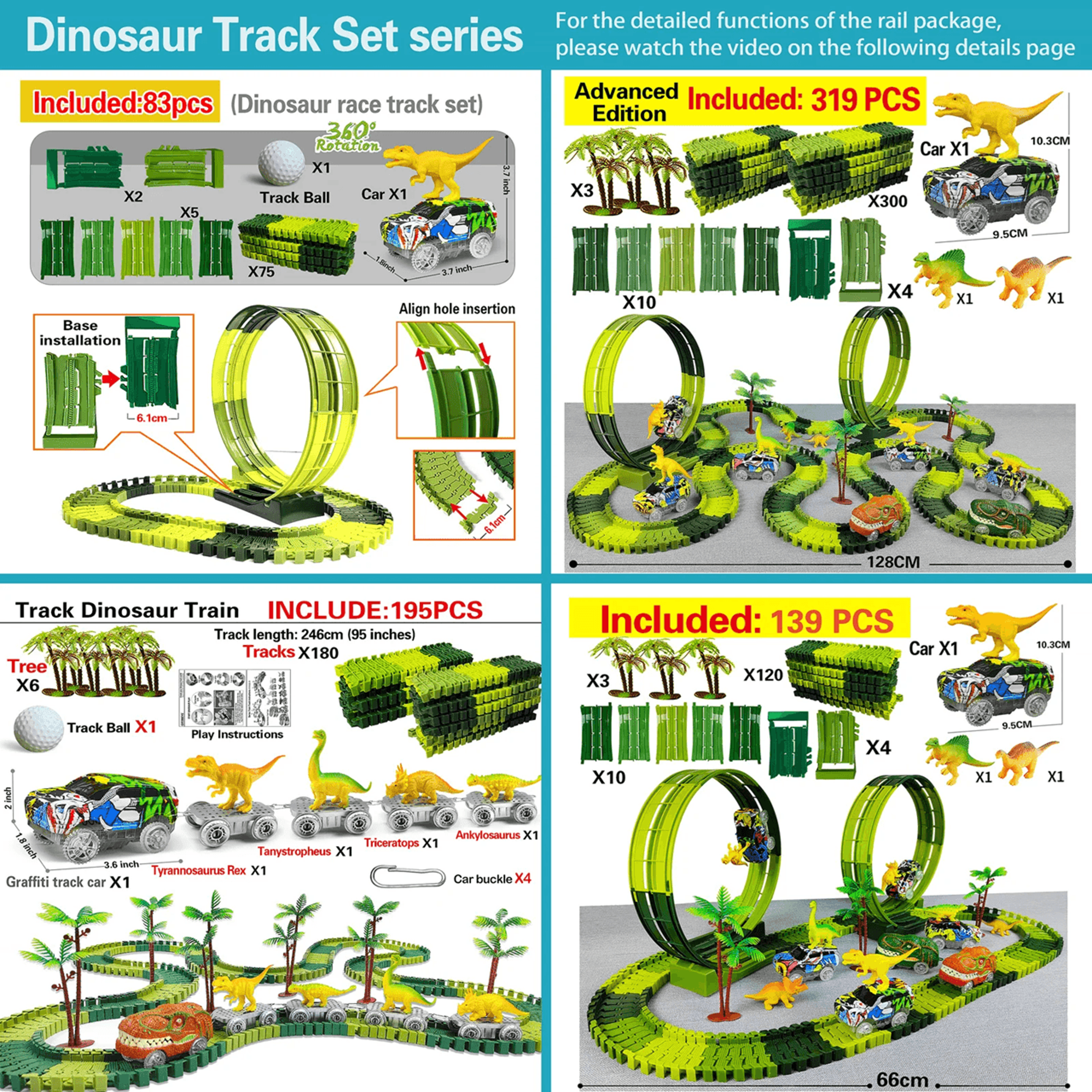 Dinosaur Race Track Toy Set With Electric Car And Looping Track For Kids 0