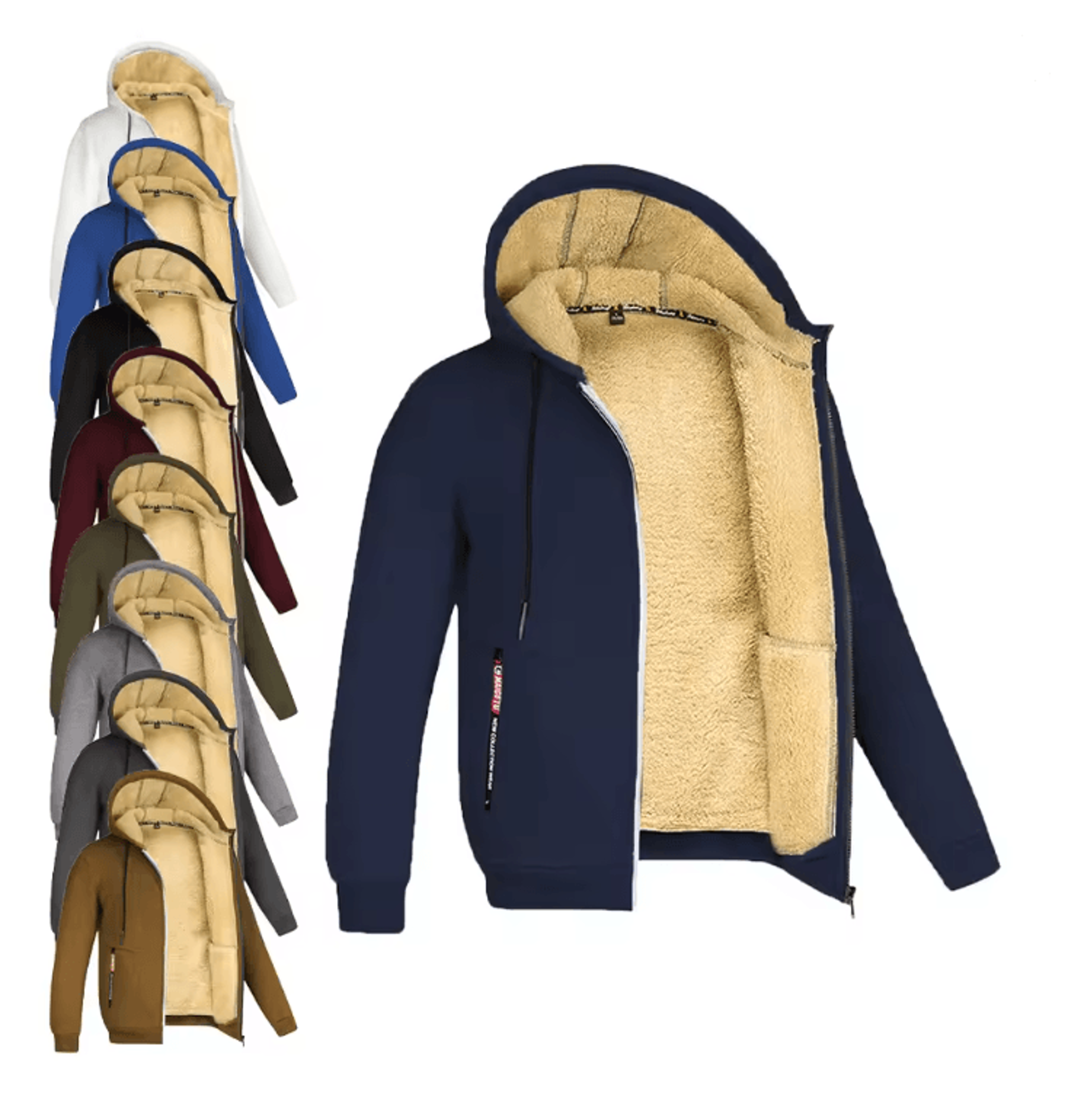 Mens Full Zip Fleece Hoodie Casual Winter Jacket For Sports And Streetwear 0