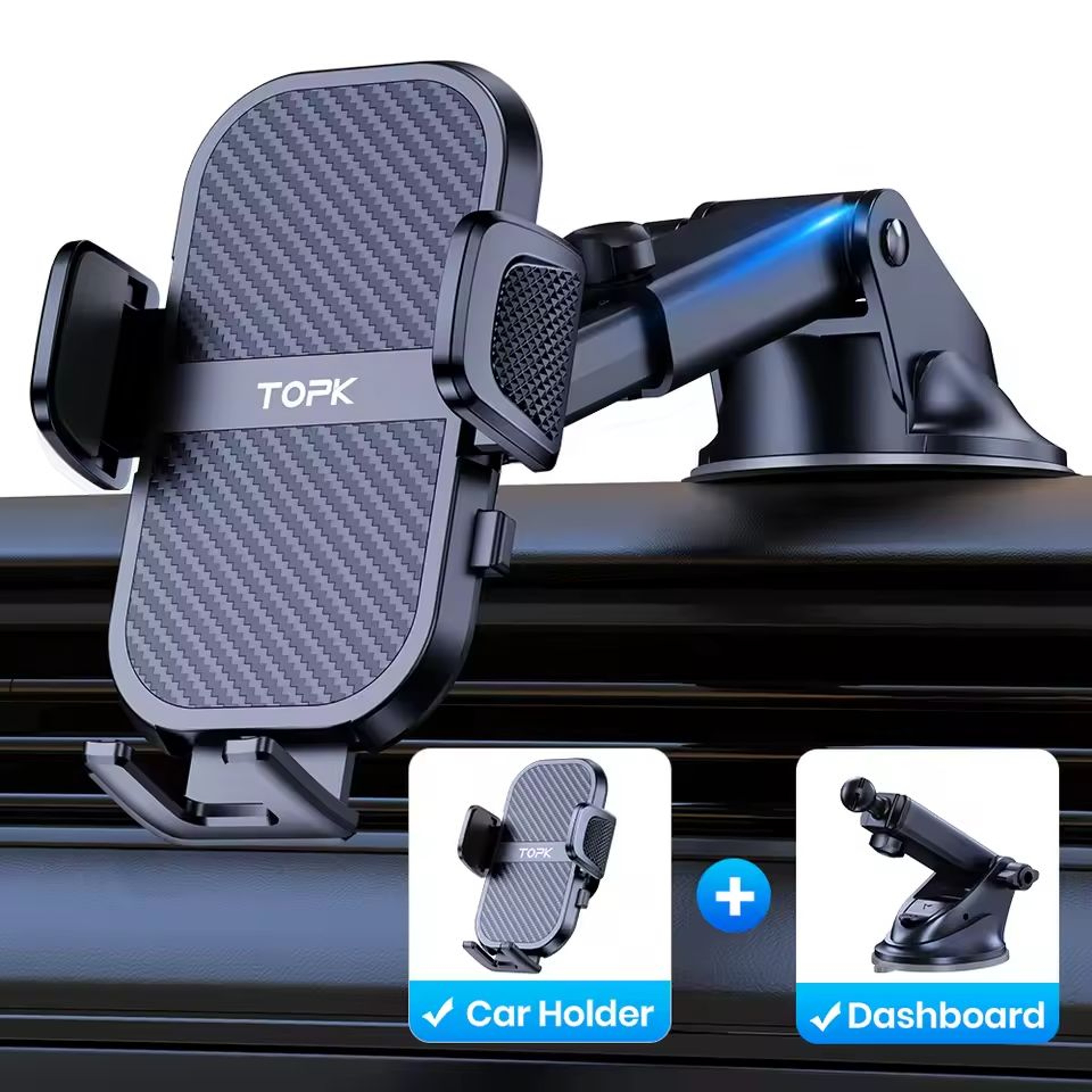 TOPK Car Phone Holder Super Stable Mount For Dashboard Windscreen And Air Vent 3