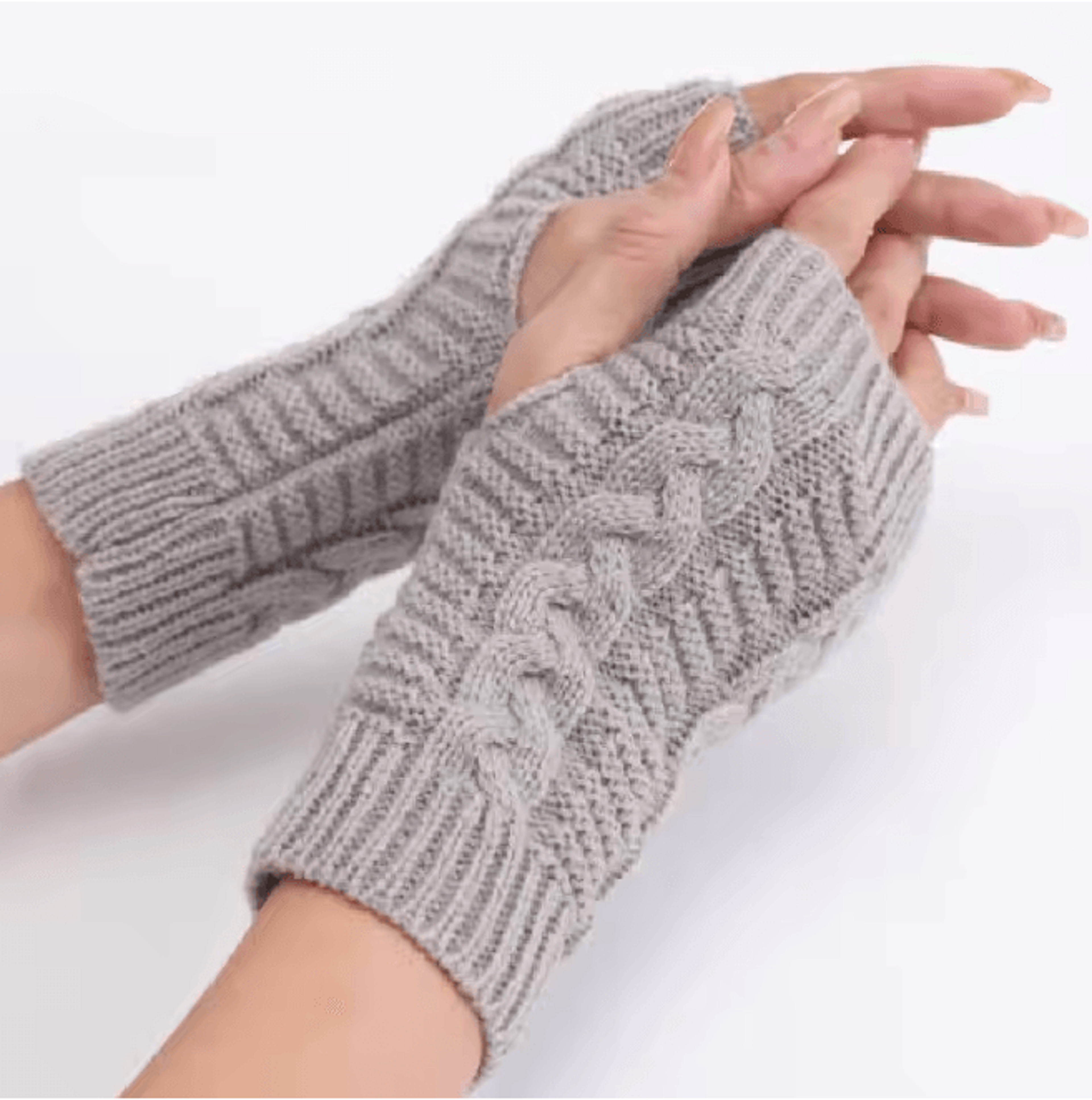 Chunky Knit Faux Wool Fingerless Gloves 1