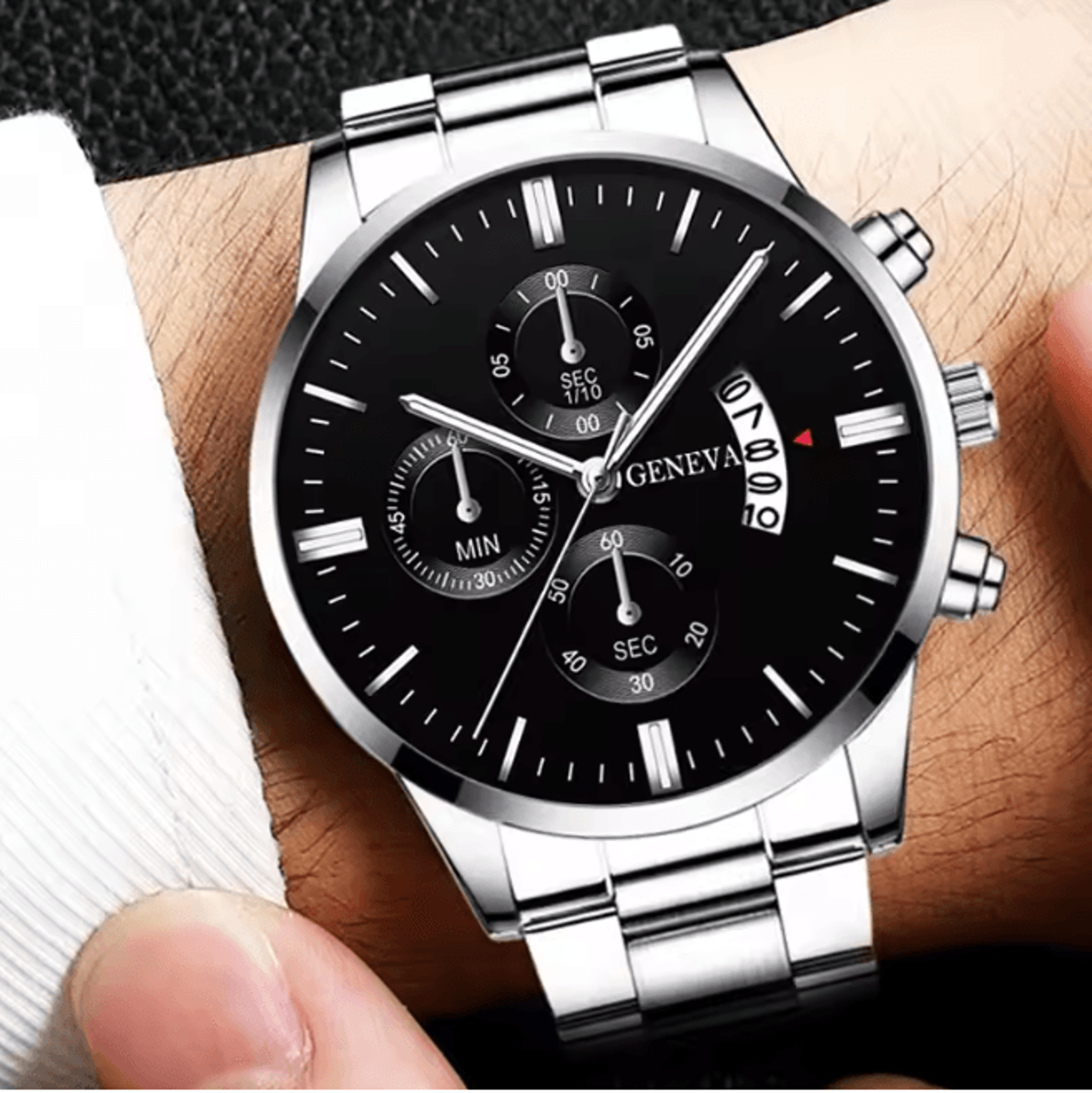 Silver Stainless Steel Luxury Quartz Watch 3