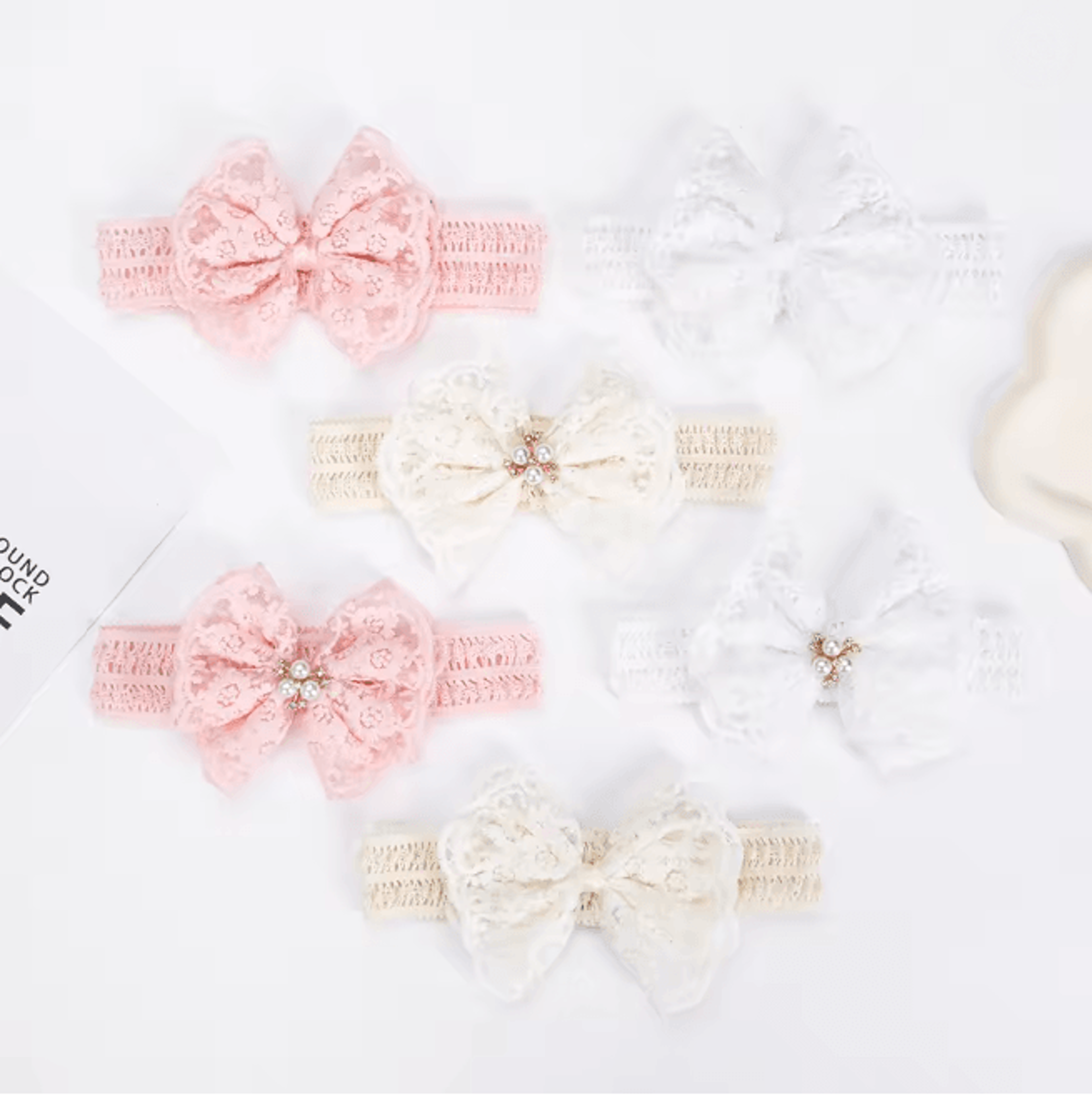 Lace Pearl Baby Headband 2