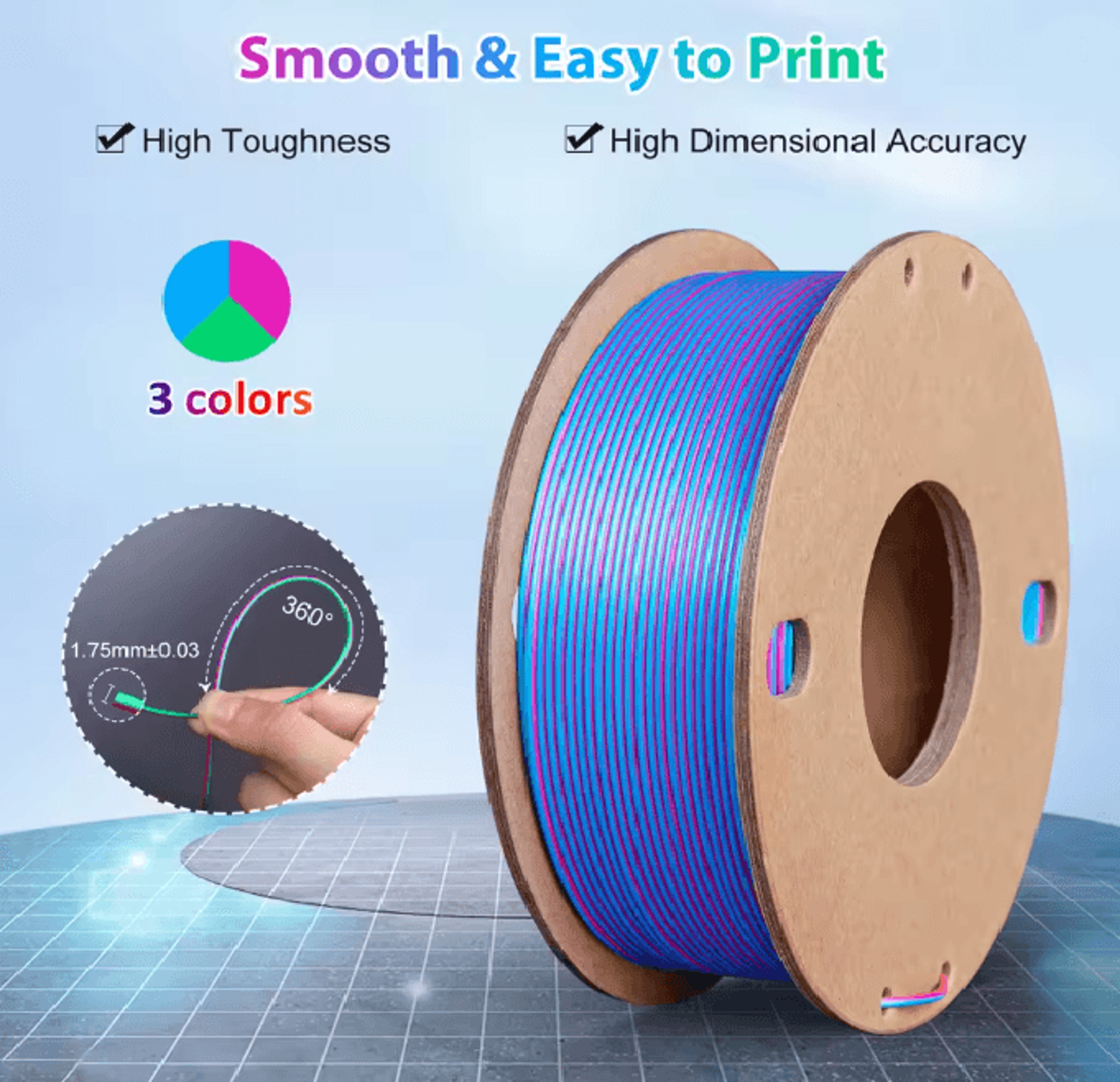 SilkGlow Triple Color Pla Filament 0
