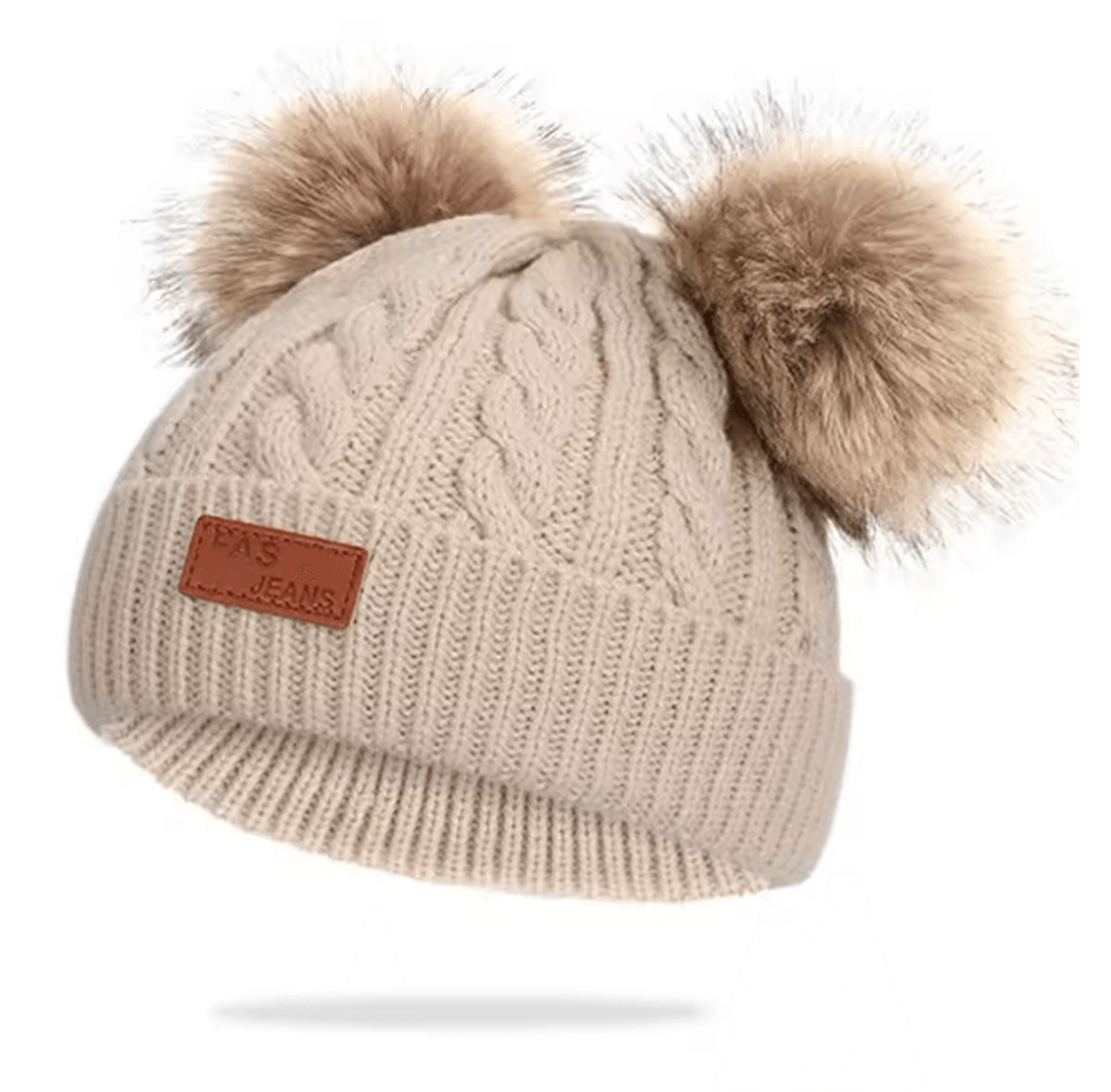 PomPom Cozy Kids Knit Beanie Double Wool Hat For Boys And Girls 7