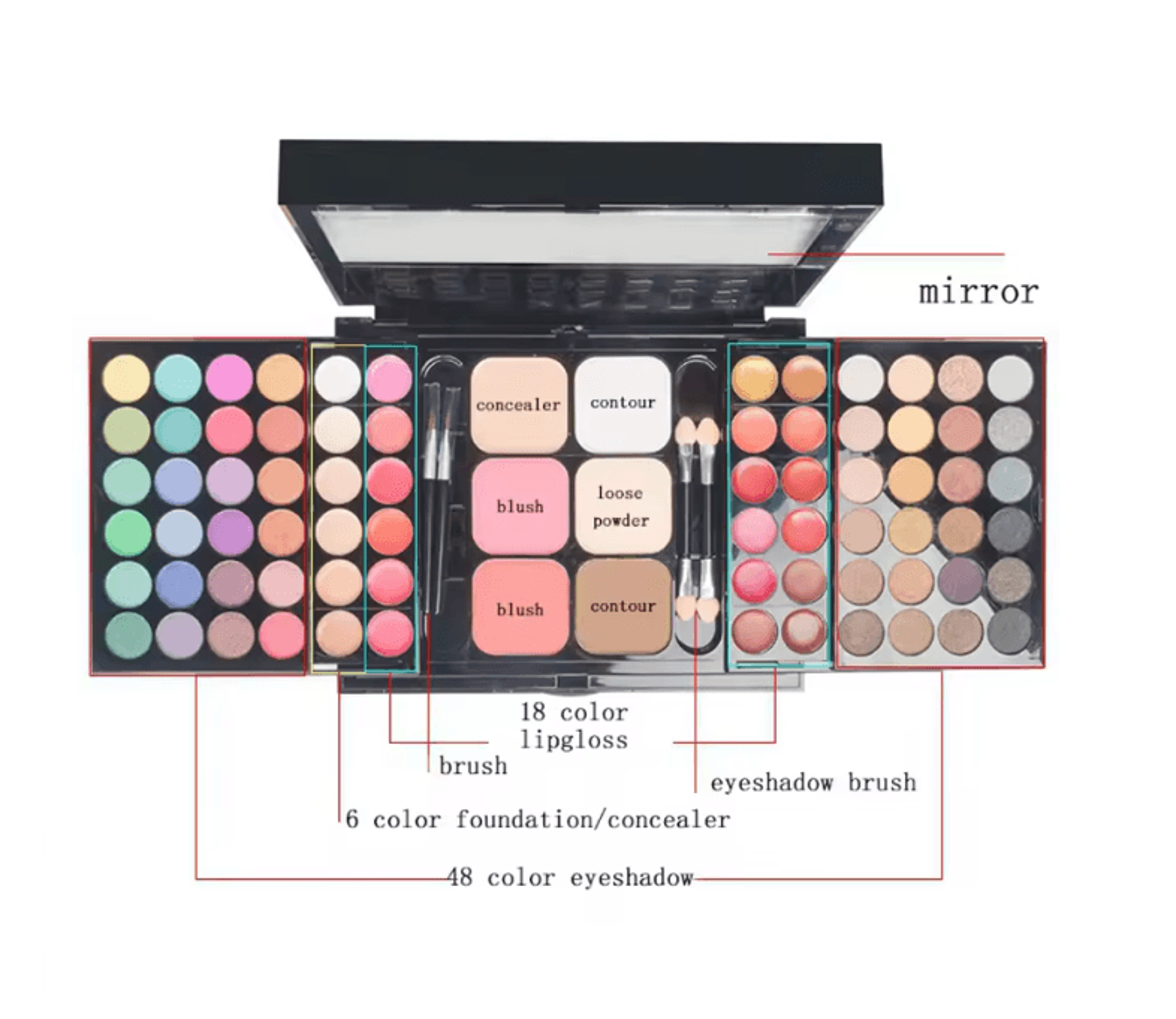 Large Color Glitter Eyeshadow Palette Matte And Shimmer Long Lasting 3