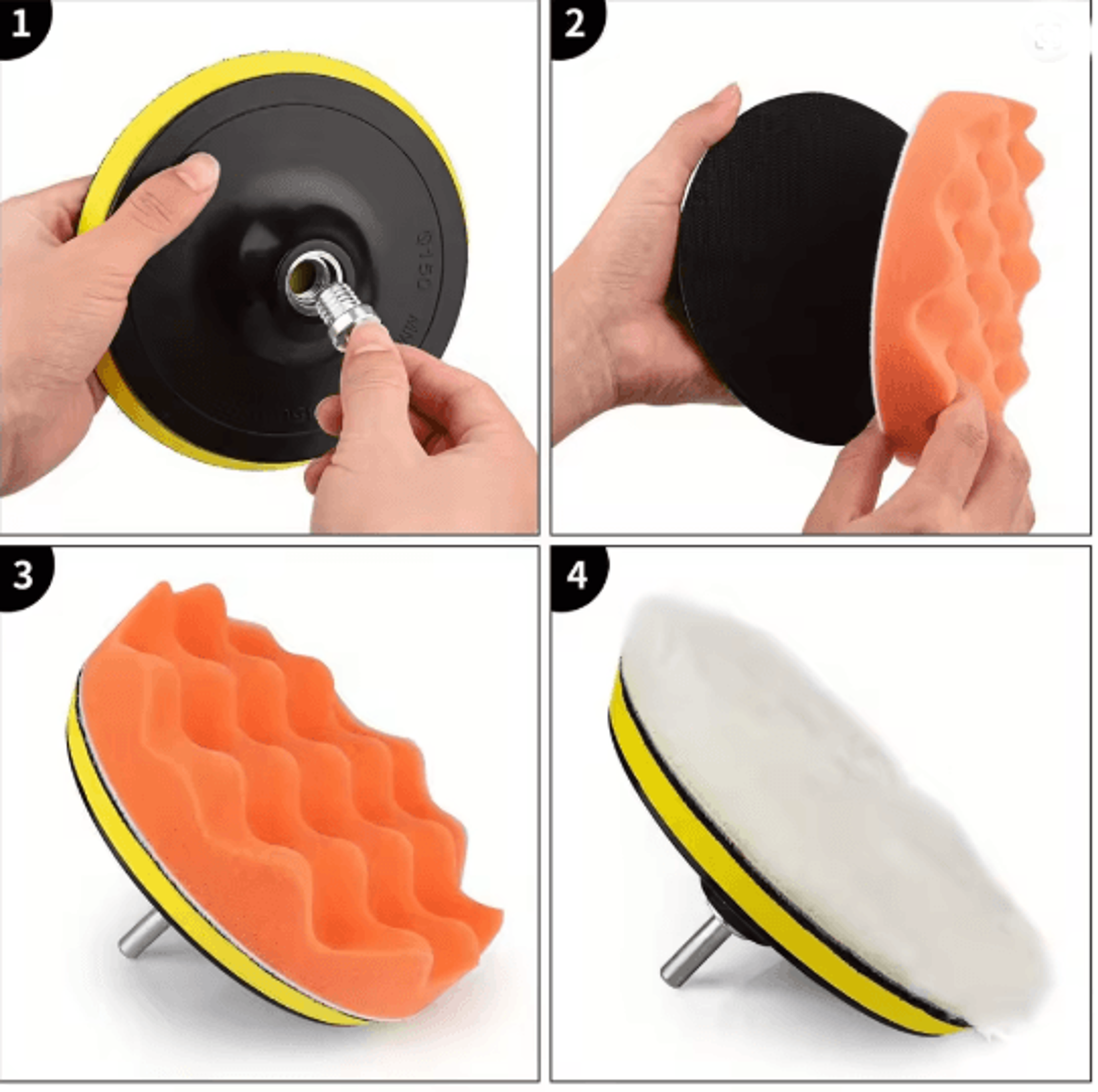 Car Buffing Pad Kit 11 Piece Foam And Wool Polishing Set 1