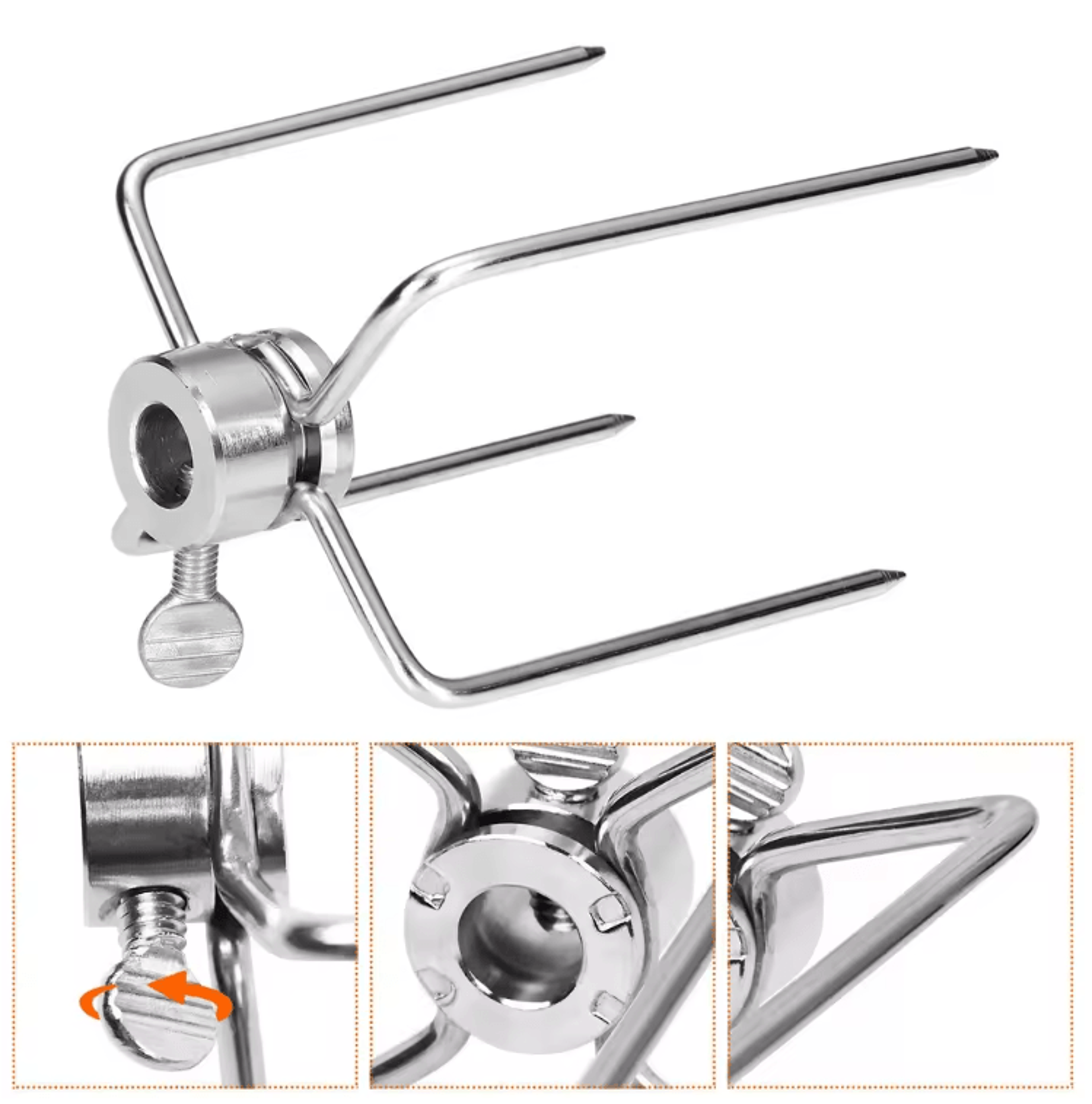 Double Sided Rotisserie Fork Stainless Steel BBQ Skewer For Grilling And Roasting 2