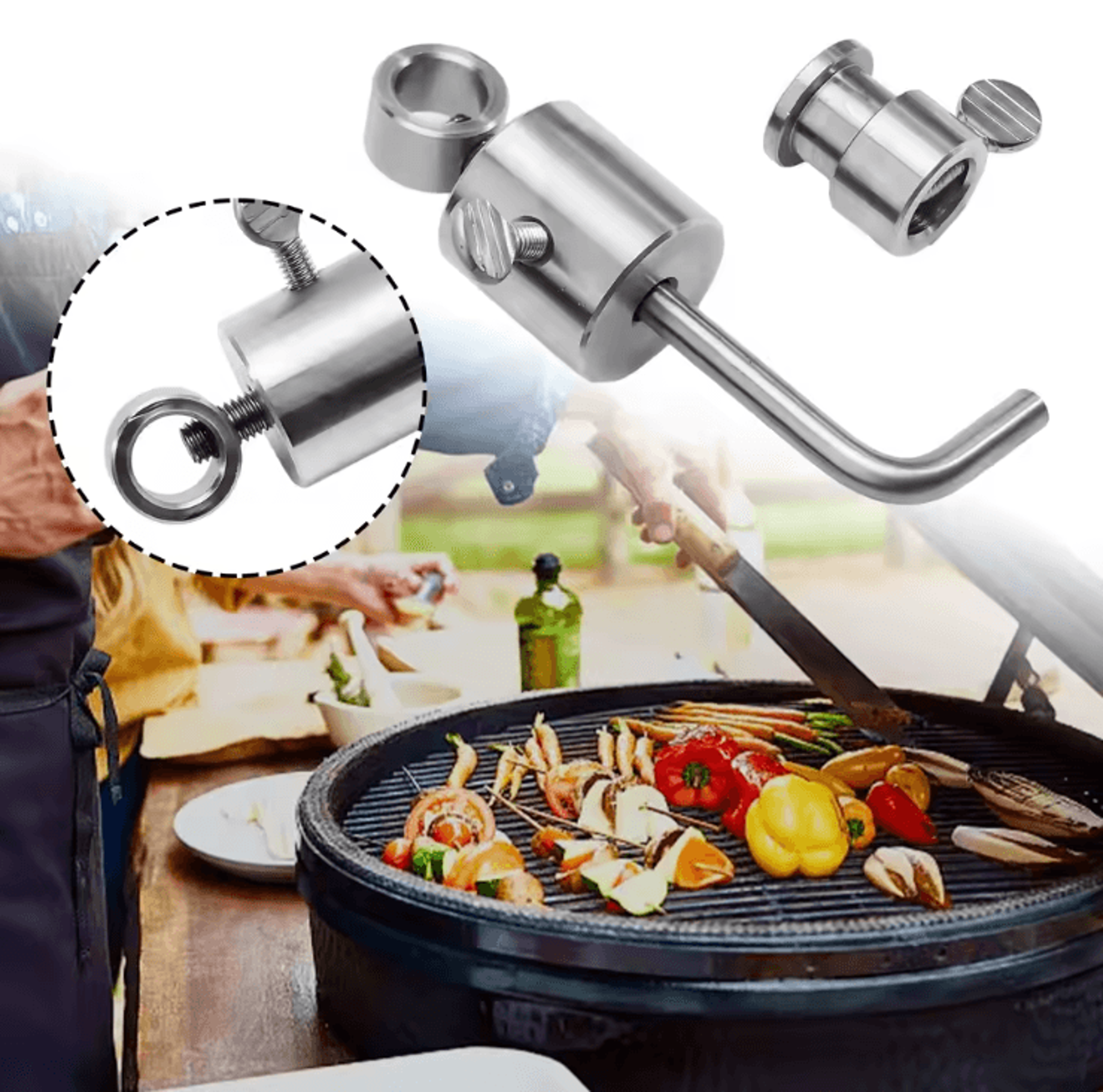 Double Sided Rotisserie Fork Stainless Steel BBQ Skewer For Grilling And Roasting 3