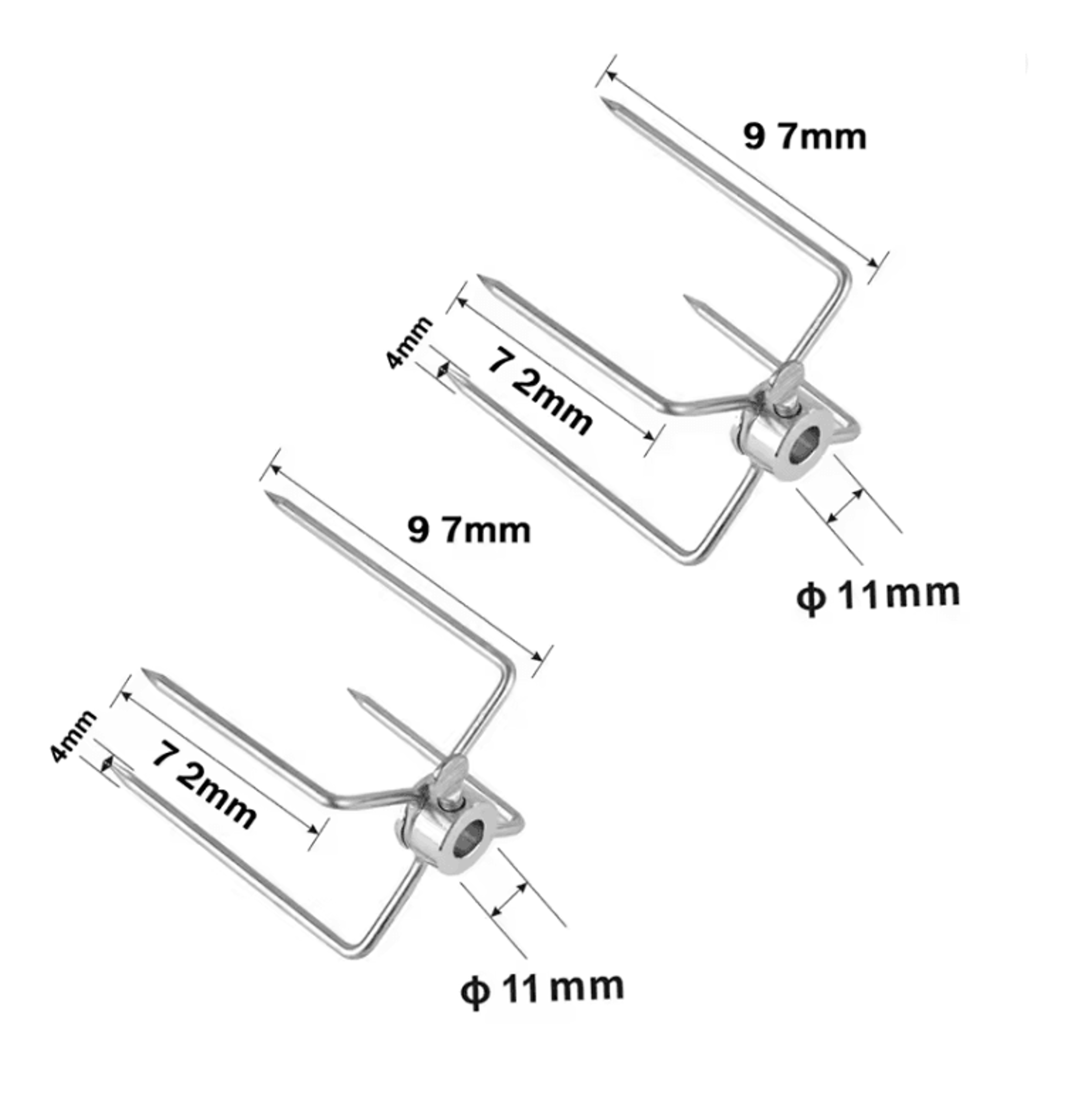 Double Sided Rotisserie Fork Stainless Steel BBQ Skewer For Grilling And Roasting 5