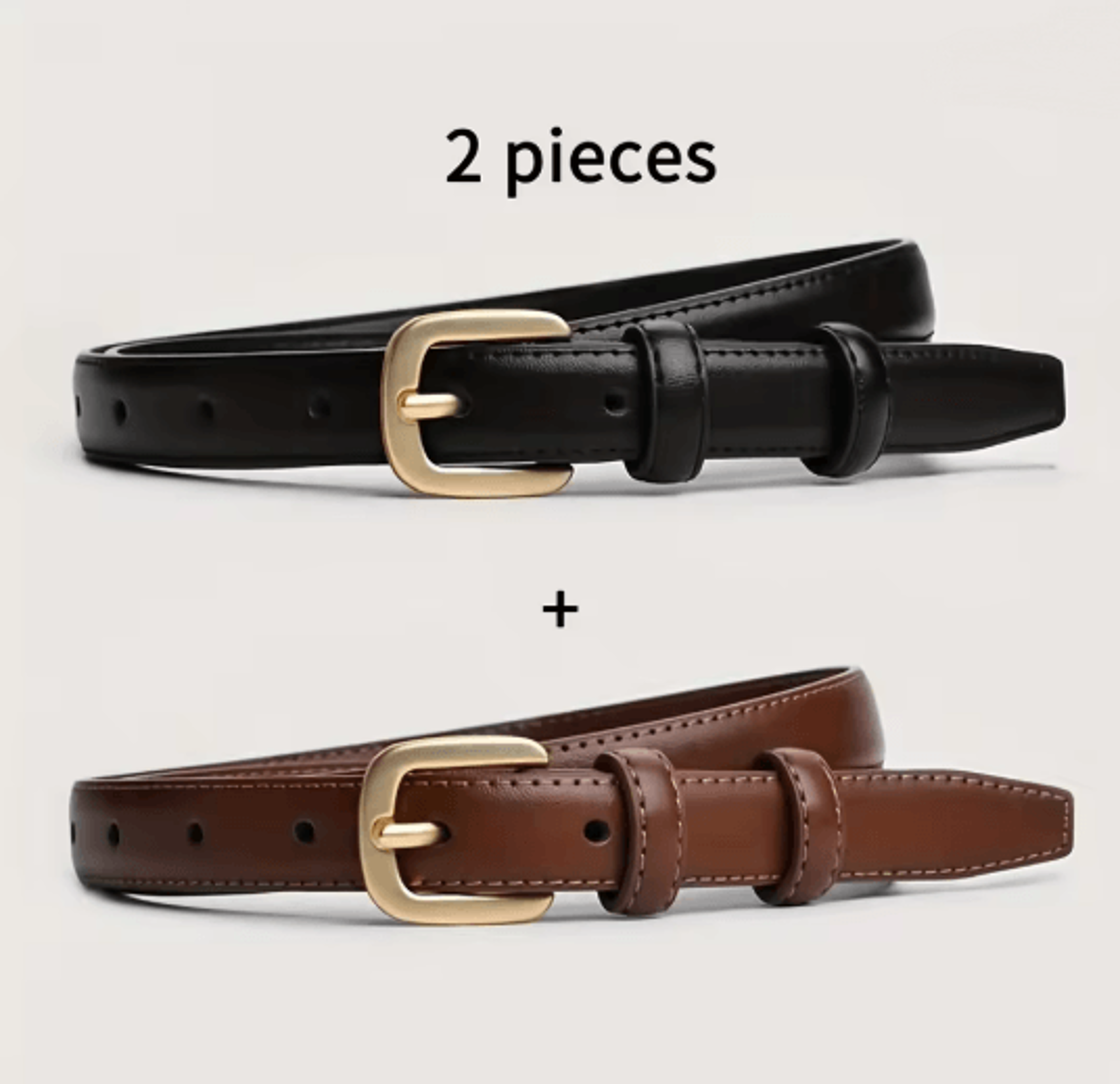 Mens Casual Leather Belt Set Classic Needle Buckle Double Loop 2