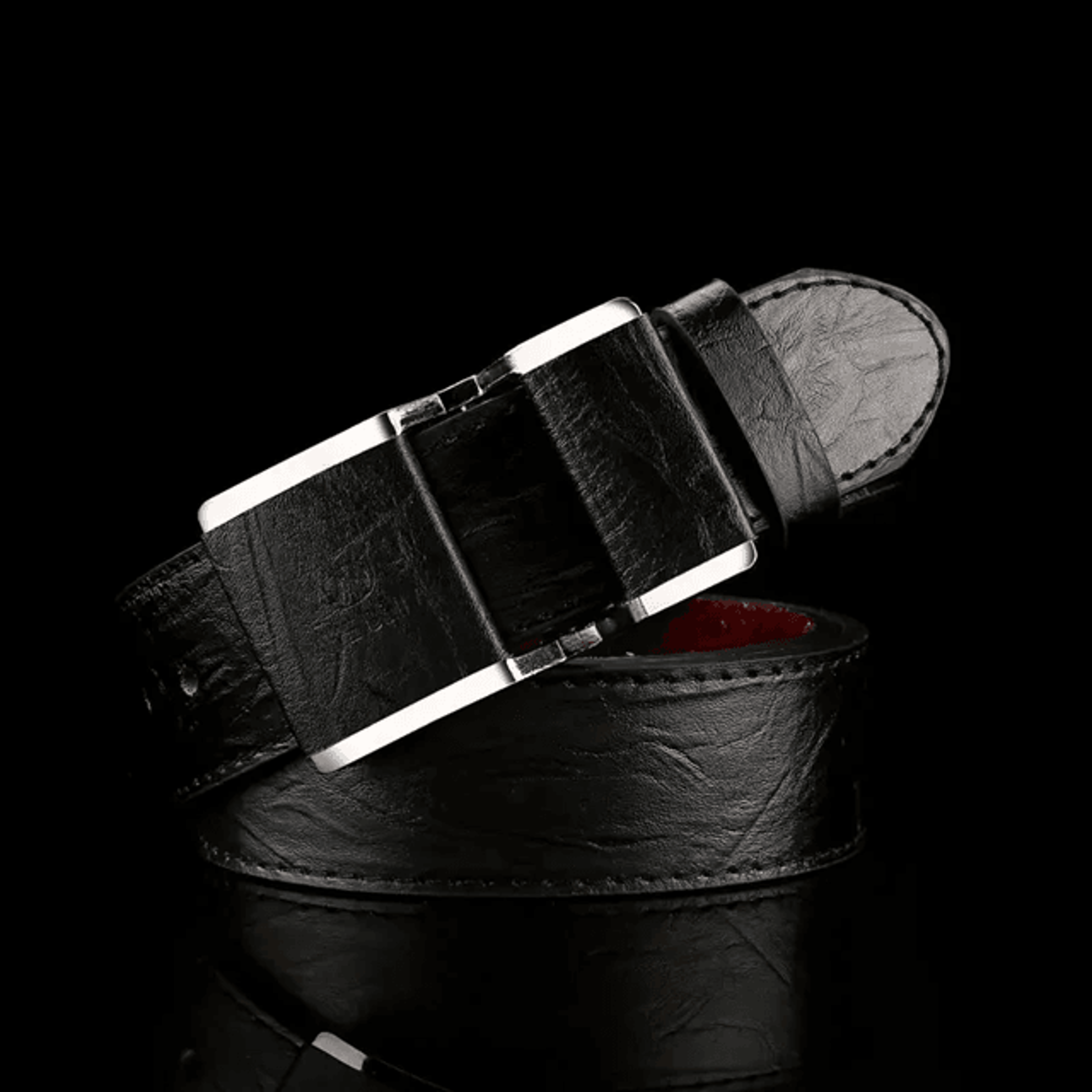 Mens Business Casual Leather Belt Smooth Buckle 3