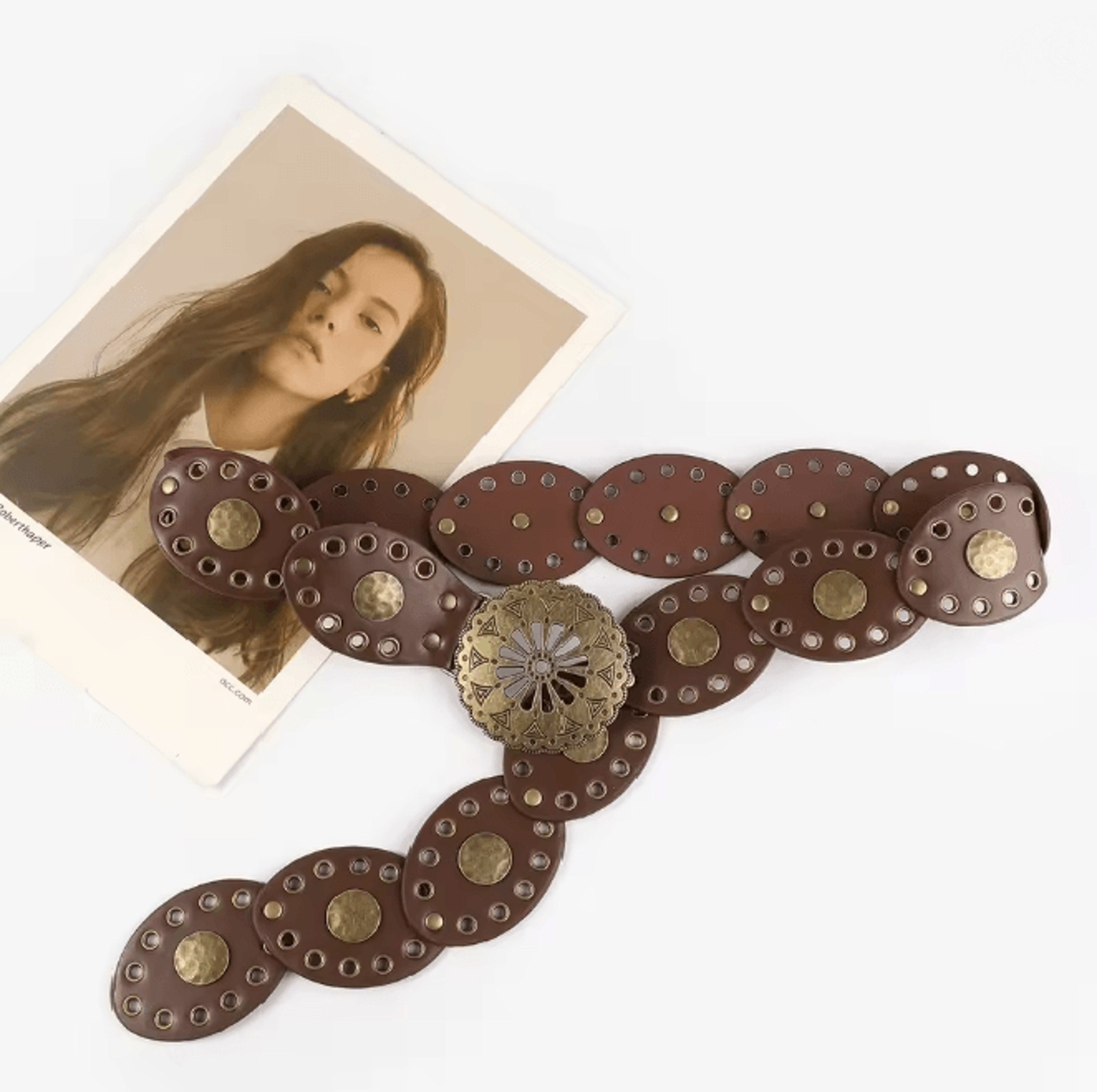 Retro Western Cowboy Wide Belt With Hollow Metal Buckle For Women 5