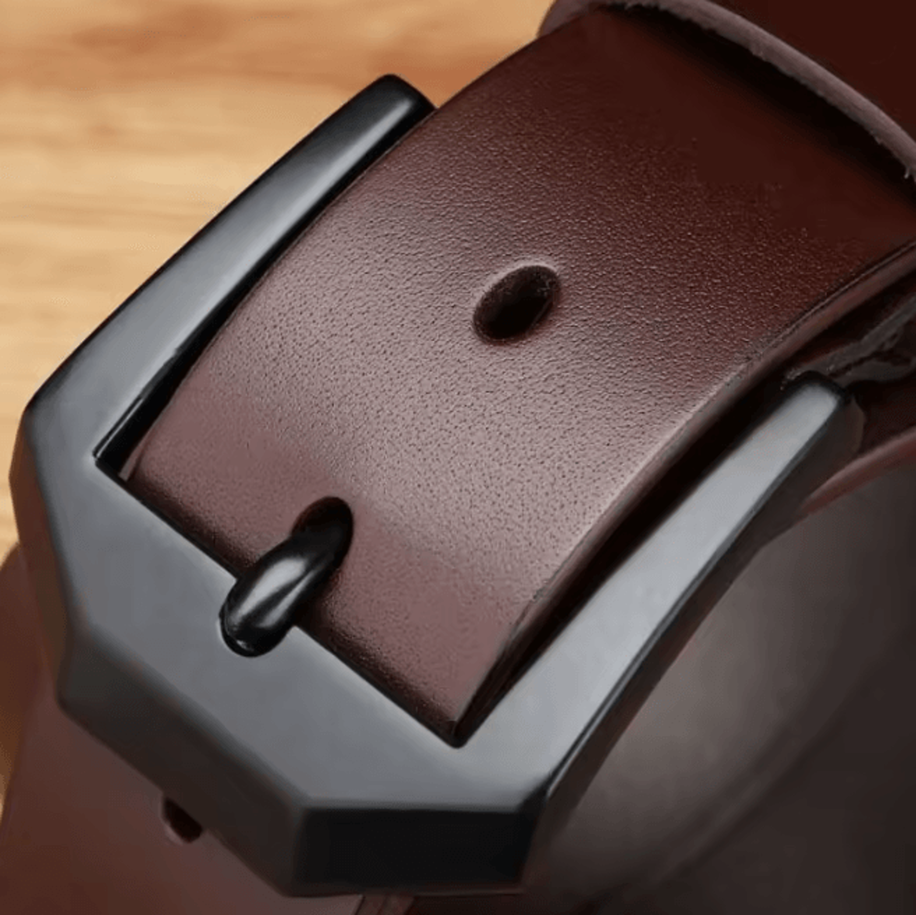 Classic Mens Leather Belt With Copper Needle Buckle Business Casual Style 1