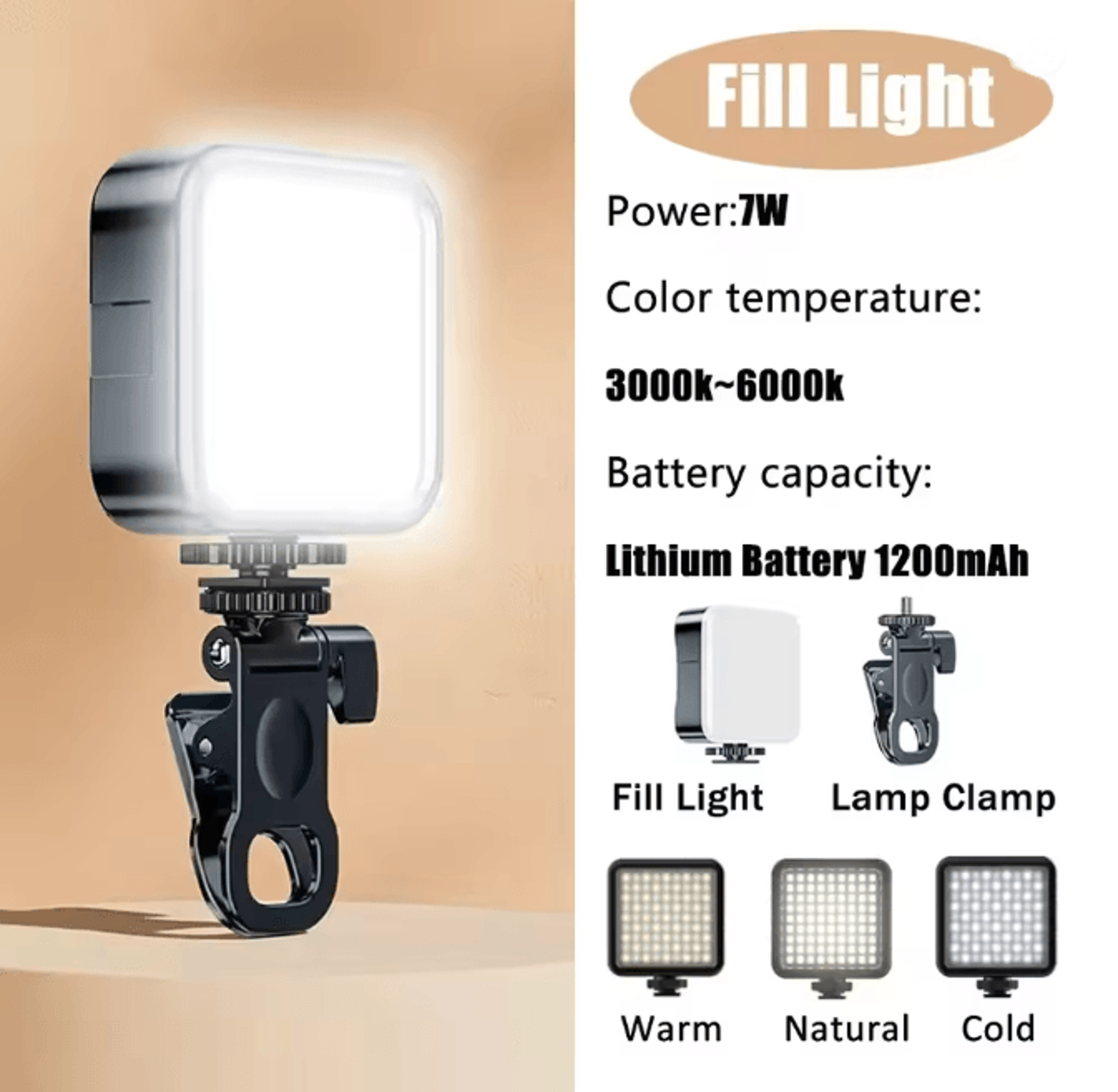 Portable Clip On Fill Light Adjustable LED Makeup And Video Lighting 4