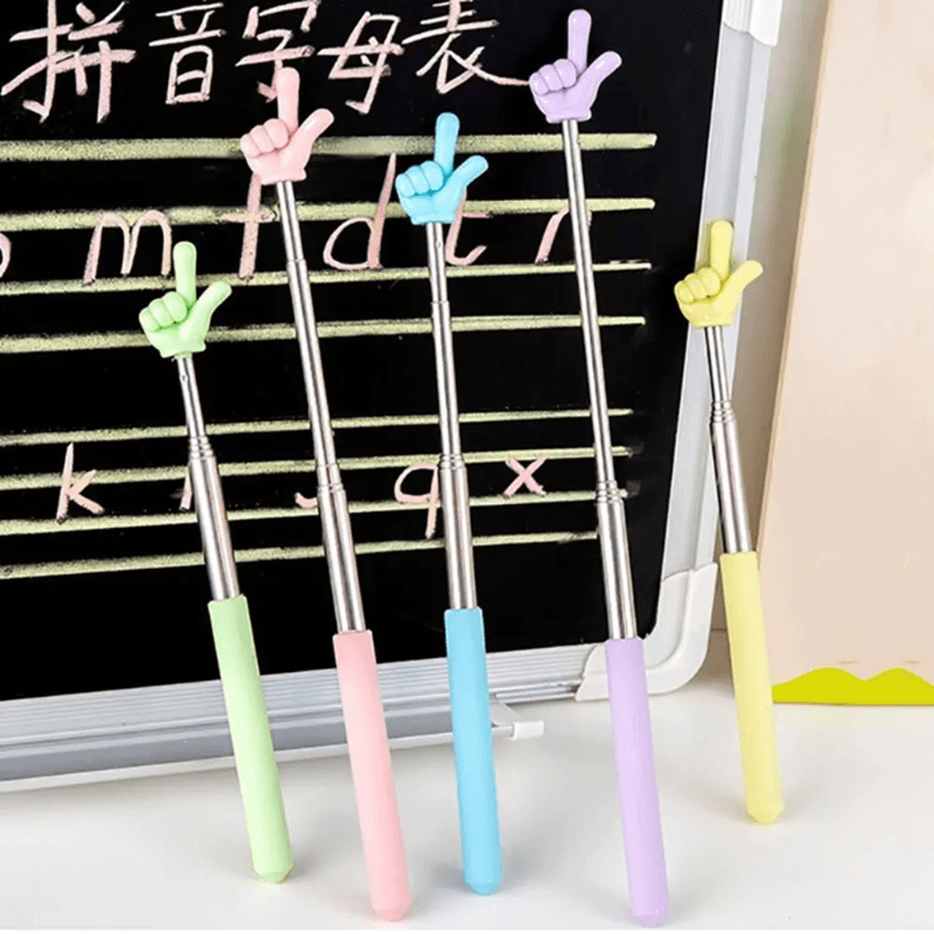 Telescopic Teaching Pointer Stainless Steel Finger Reading Stick 0