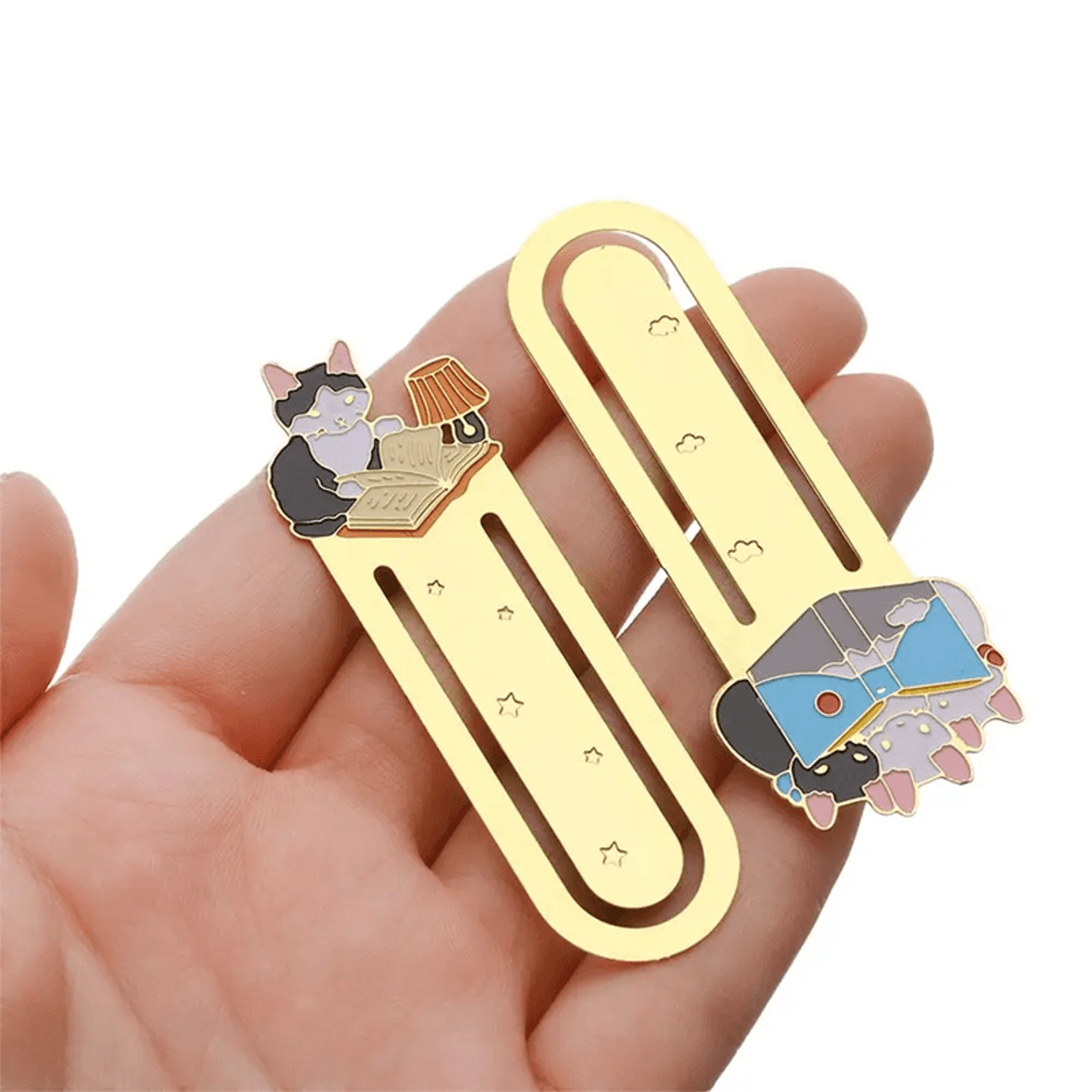 Gold Plated Cat Bookmark Folder Clip Cute Reading Label 1