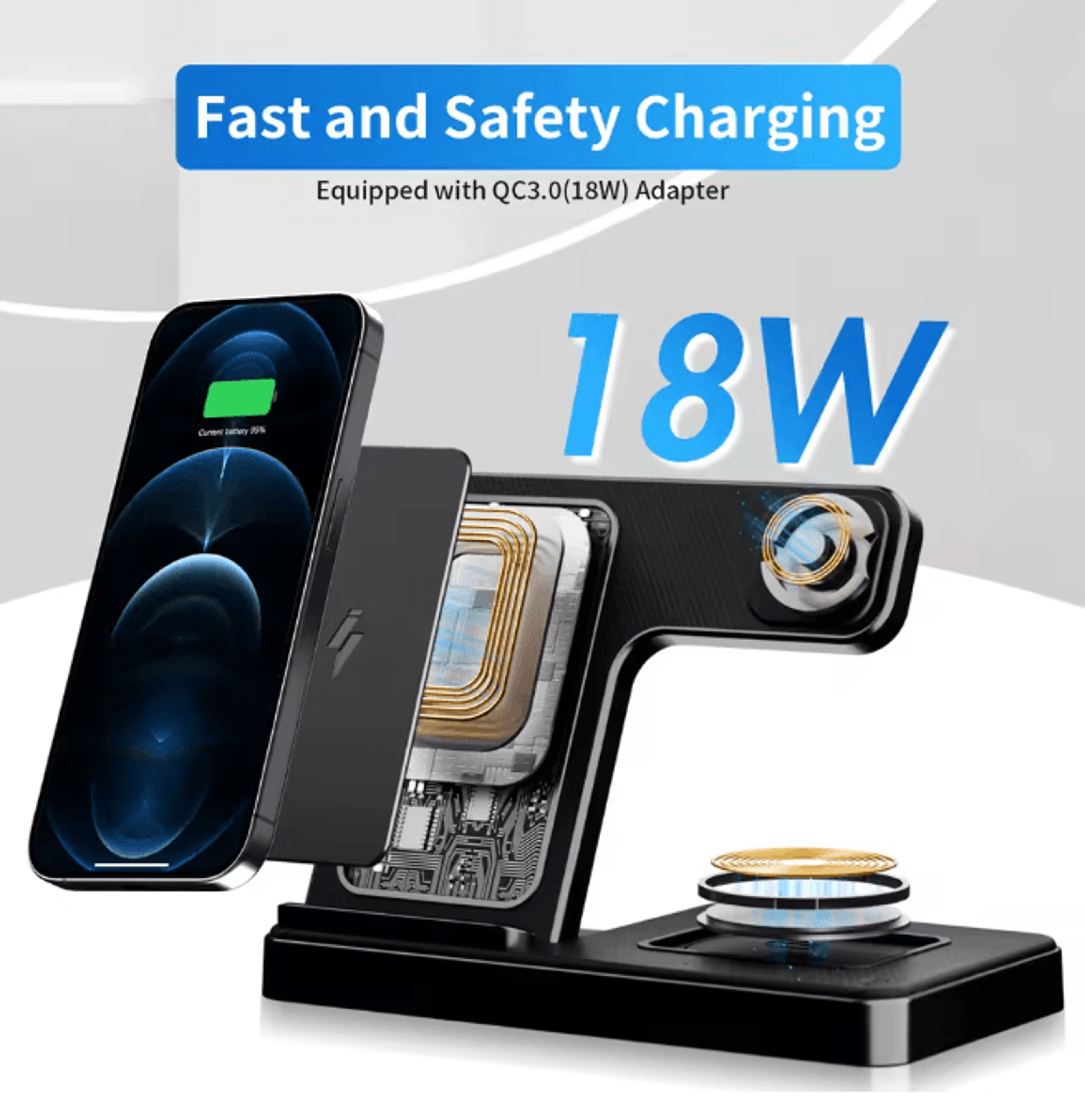 3 In 1 Wireless Charging Station Magnetic Fast Charging Foldable Charger 1