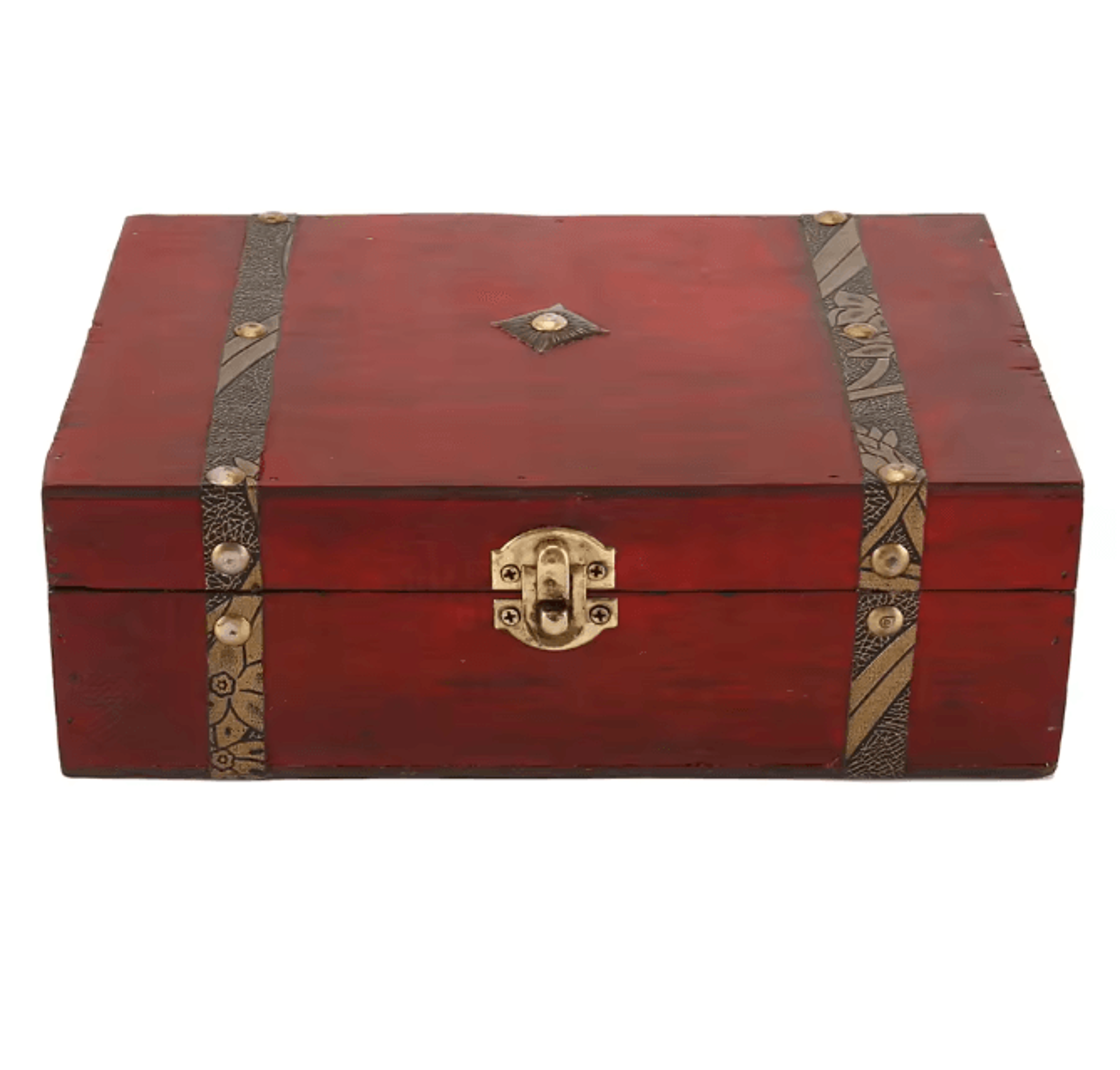 HeritageWood Vintage Treasure Chest Wooden Keepsake Storage Box 5