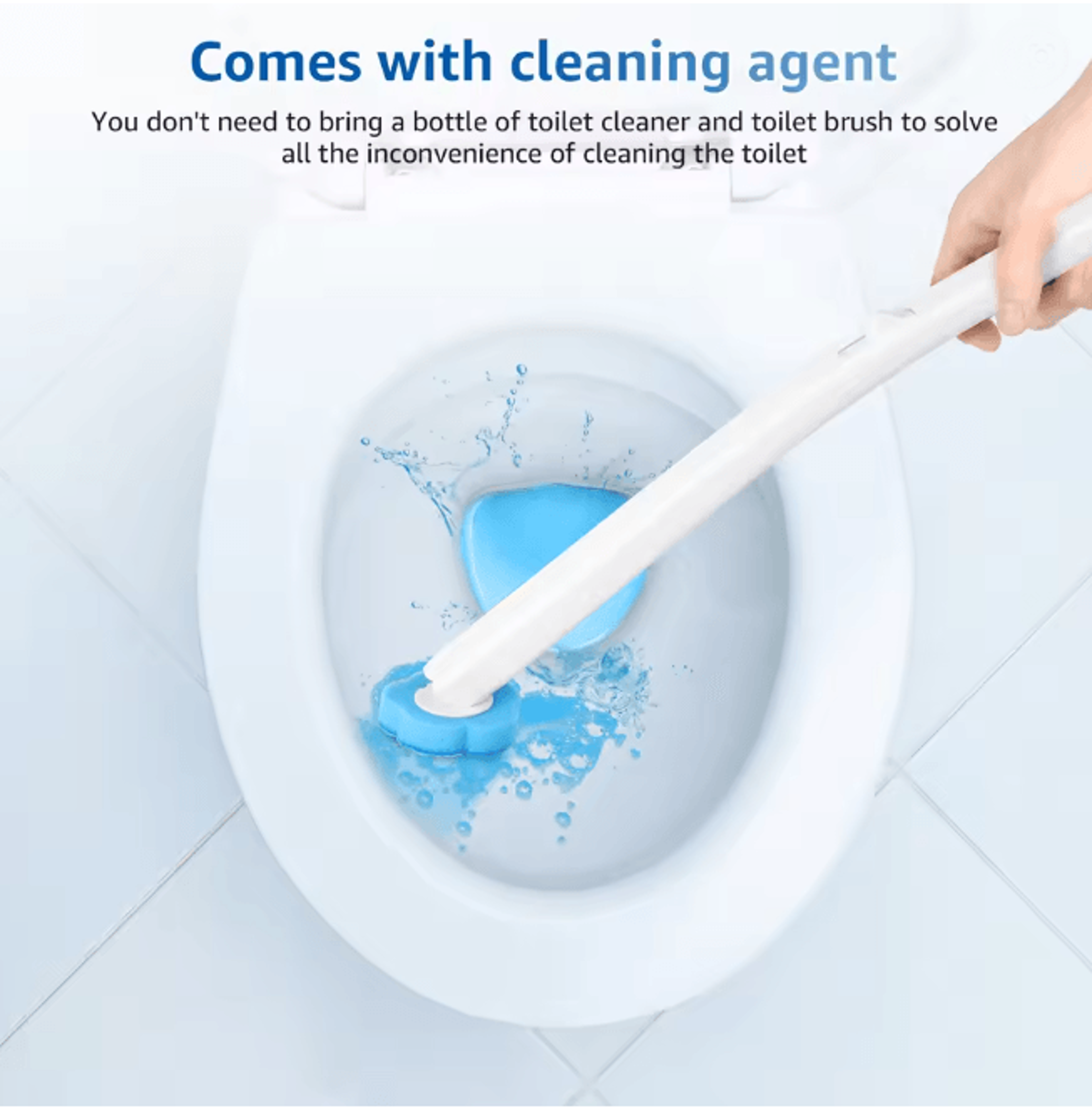FreshClean Disposable Toilet Brush Kit Long Handle Replaceable Head Set 1