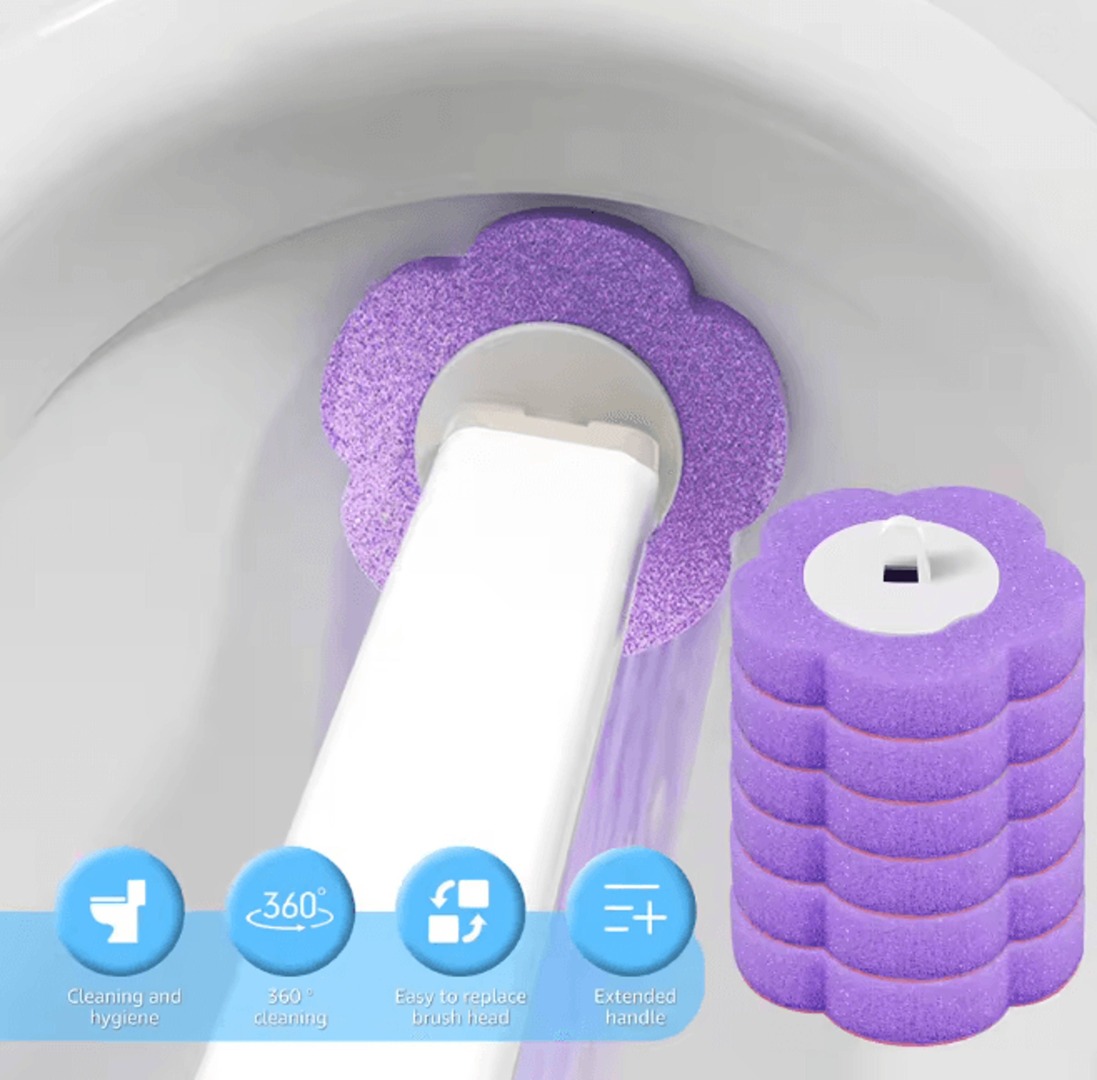 CleanEase Disposable Toilet Brush Cleaner Long Handle Bathroom Cleaning Kit 2