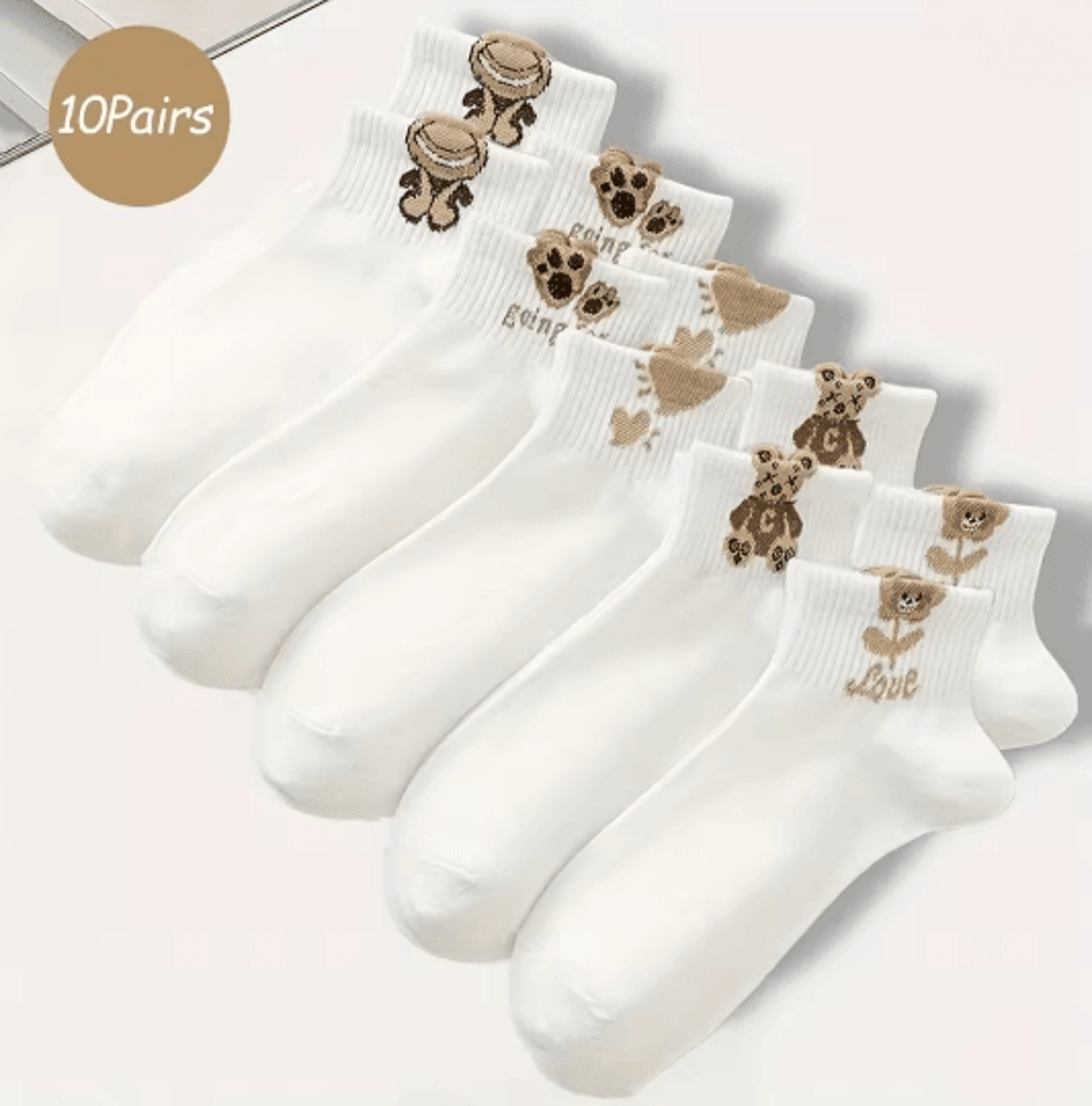 Cartoon Teddy Bear Ankle Socks For Women Soft Breathable Casual Wear 3