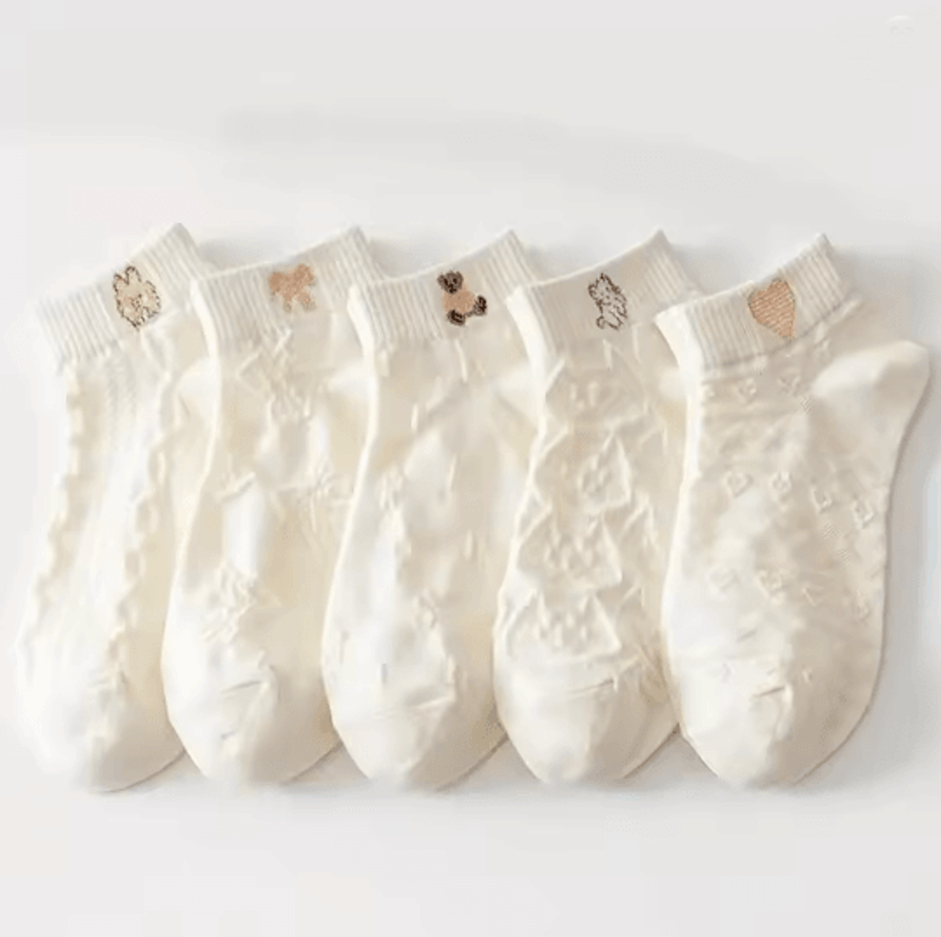 Cartoon Teddy Bear Ankle Socks For Women Soft Breathable Casual Wear 7
