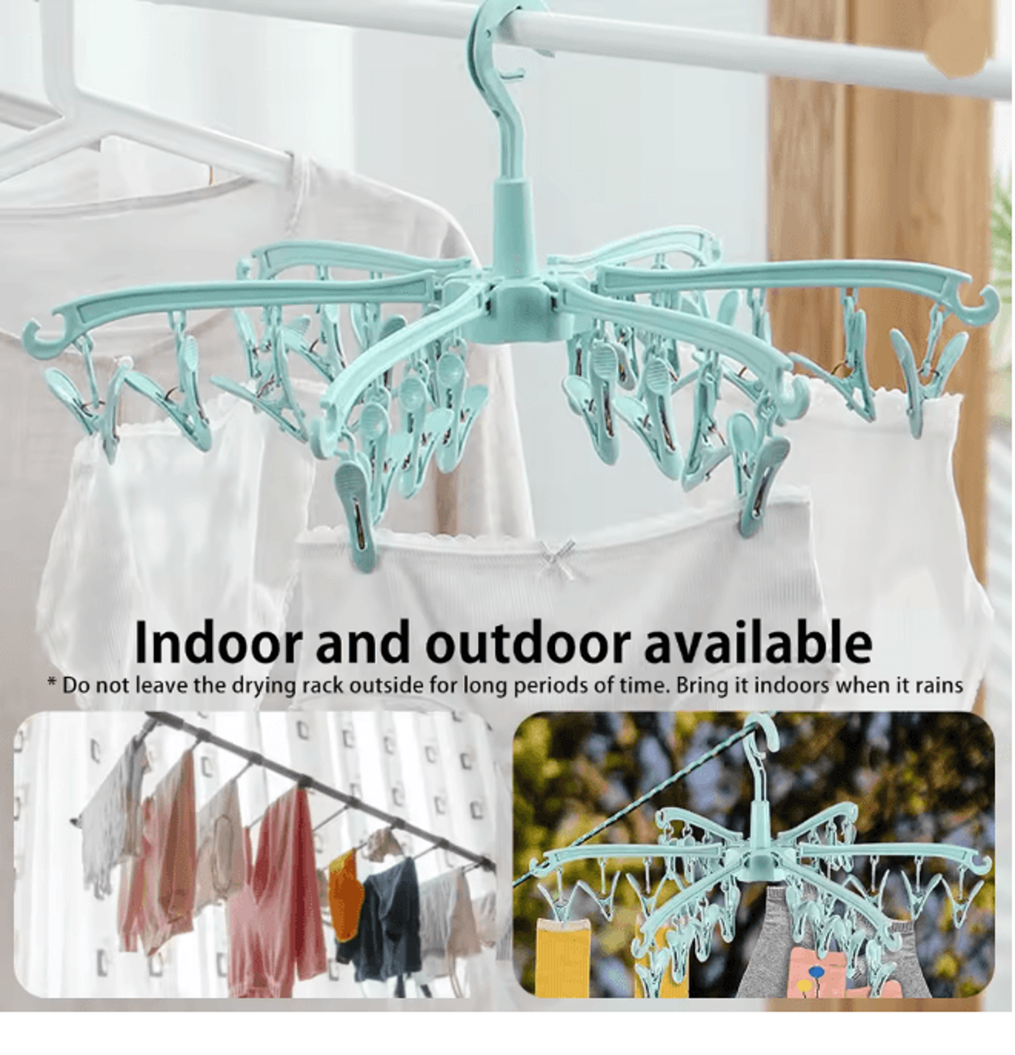 Foldable Sock Drying Rack With 24 Clips Portable Laundry Hanger 4
