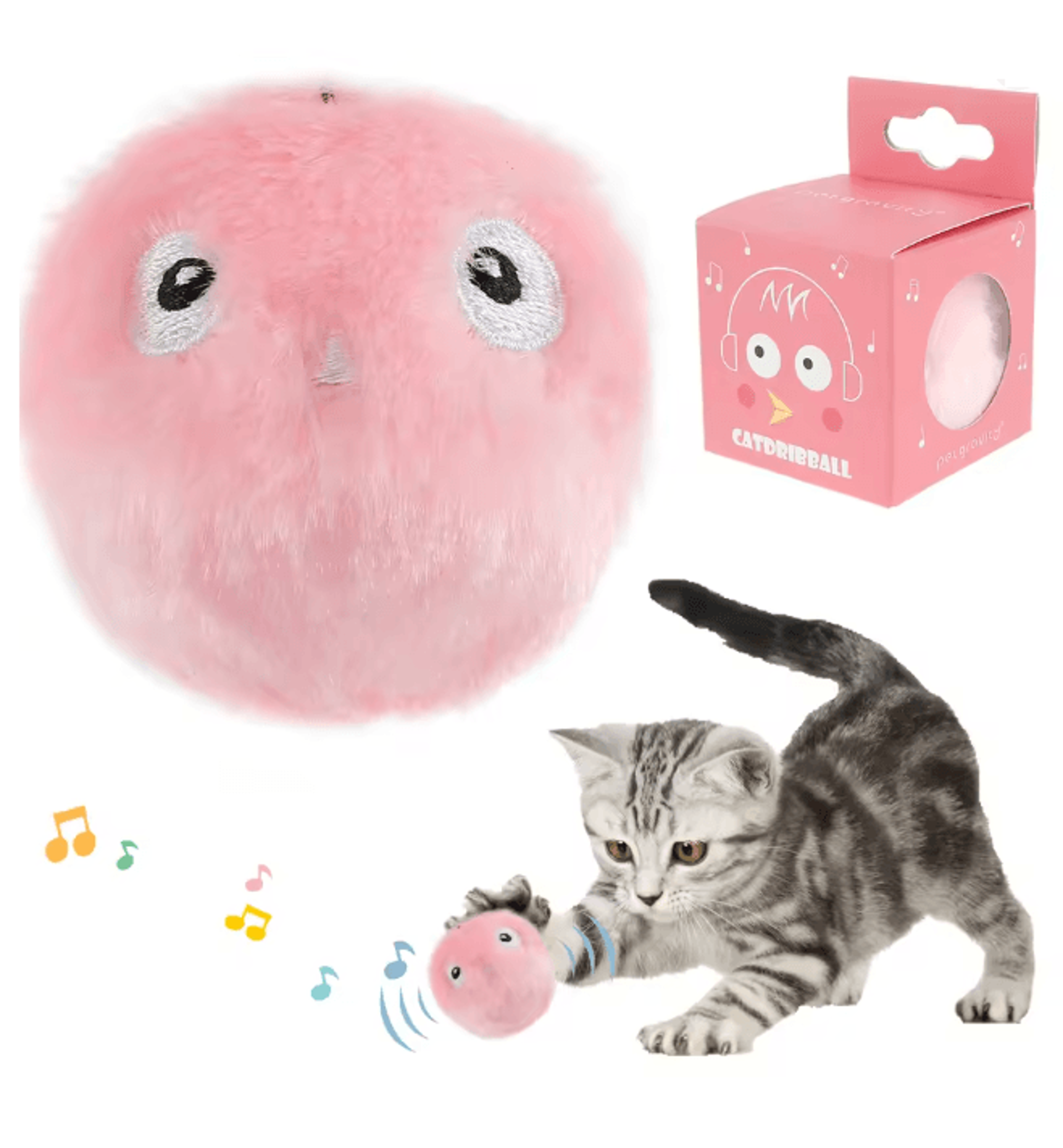 Interactive Cat Toy Balls Smart Plush Chirping Pet Play Set 4
