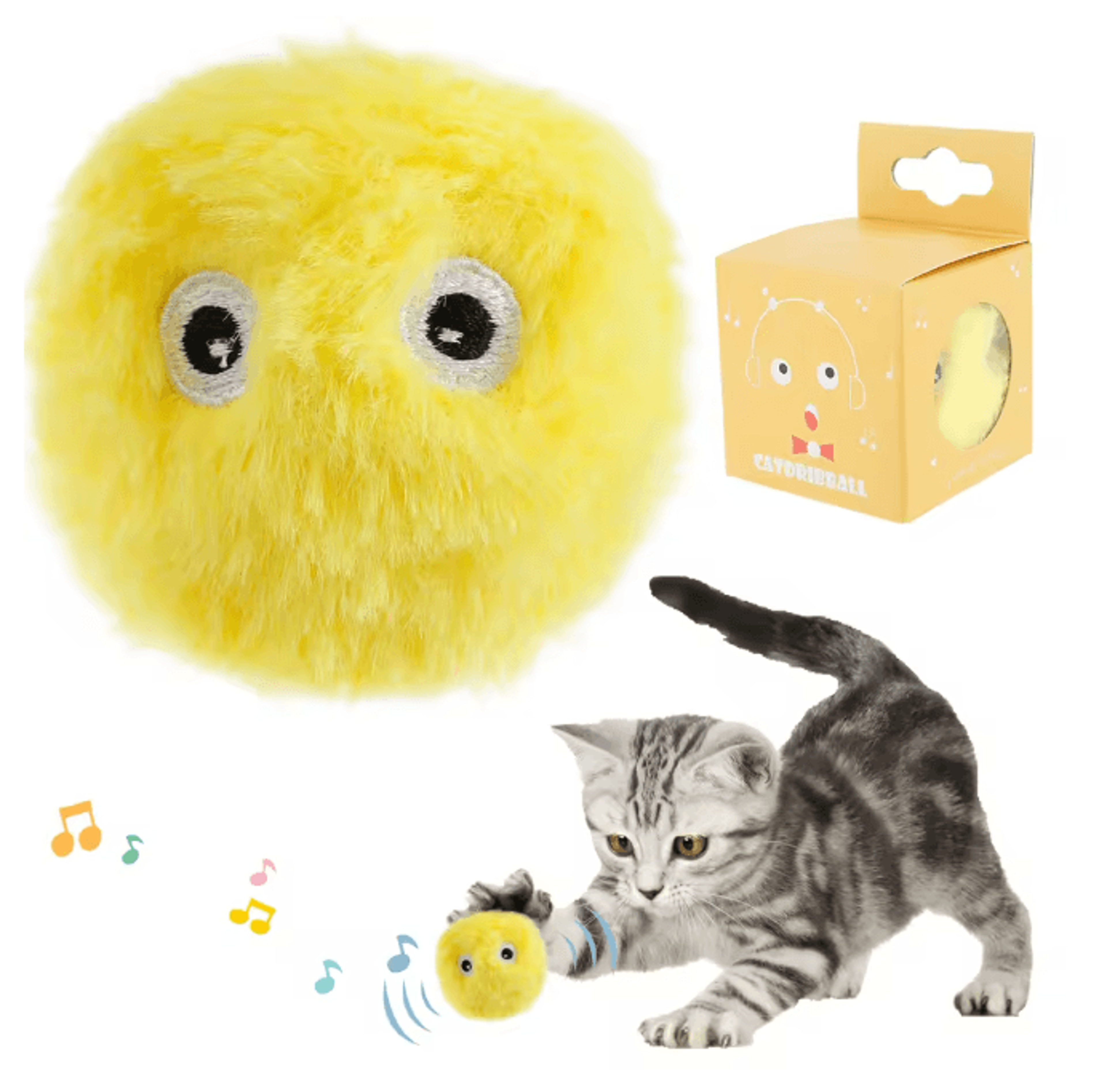 Interactive Cat Toy Balls Smart Plush Chirping Pet Play Set 5
