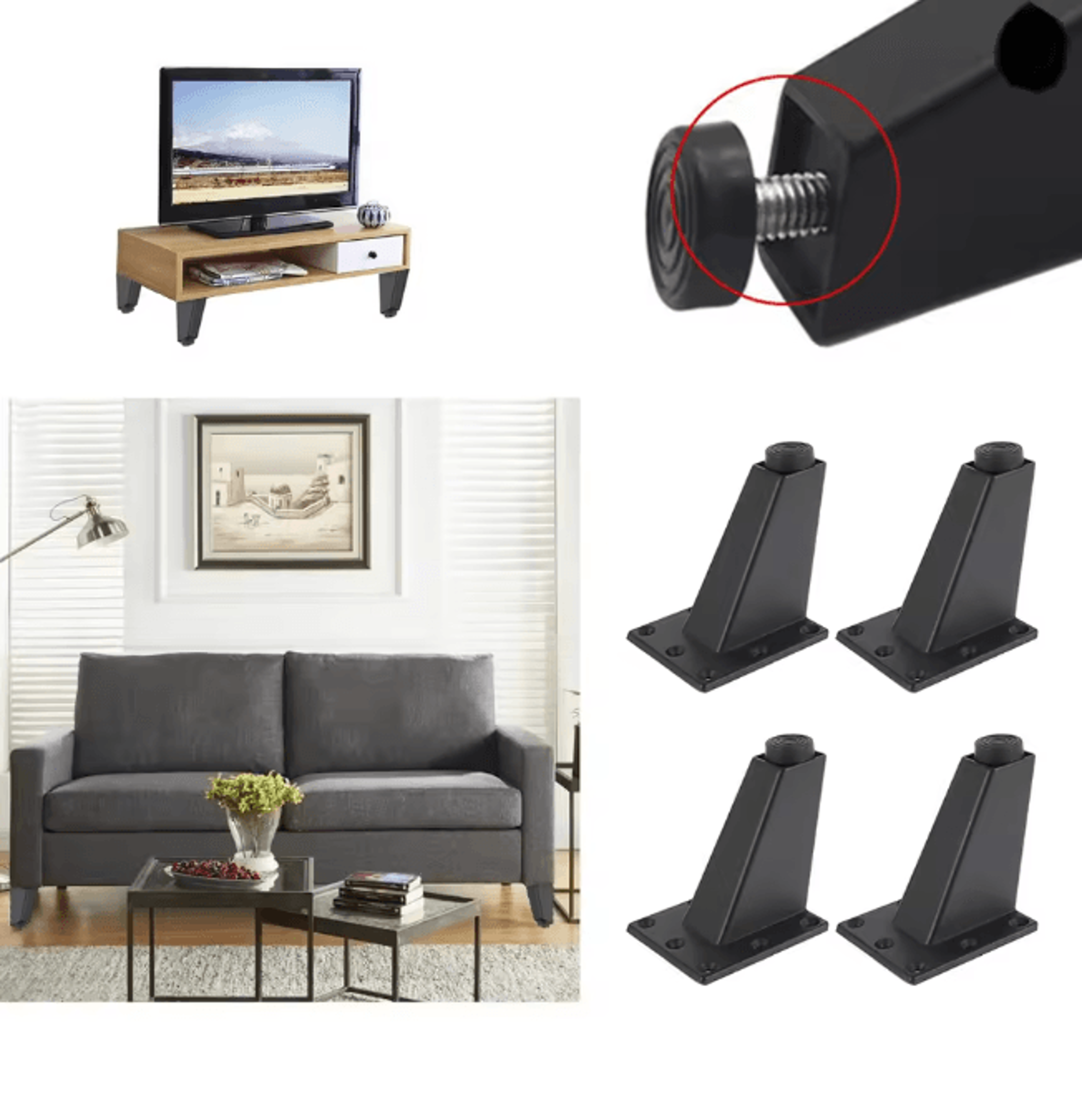 Adjustable Metal Furniture Legs Non Slip Support Feet For Sofa Bed And Cabinets 1