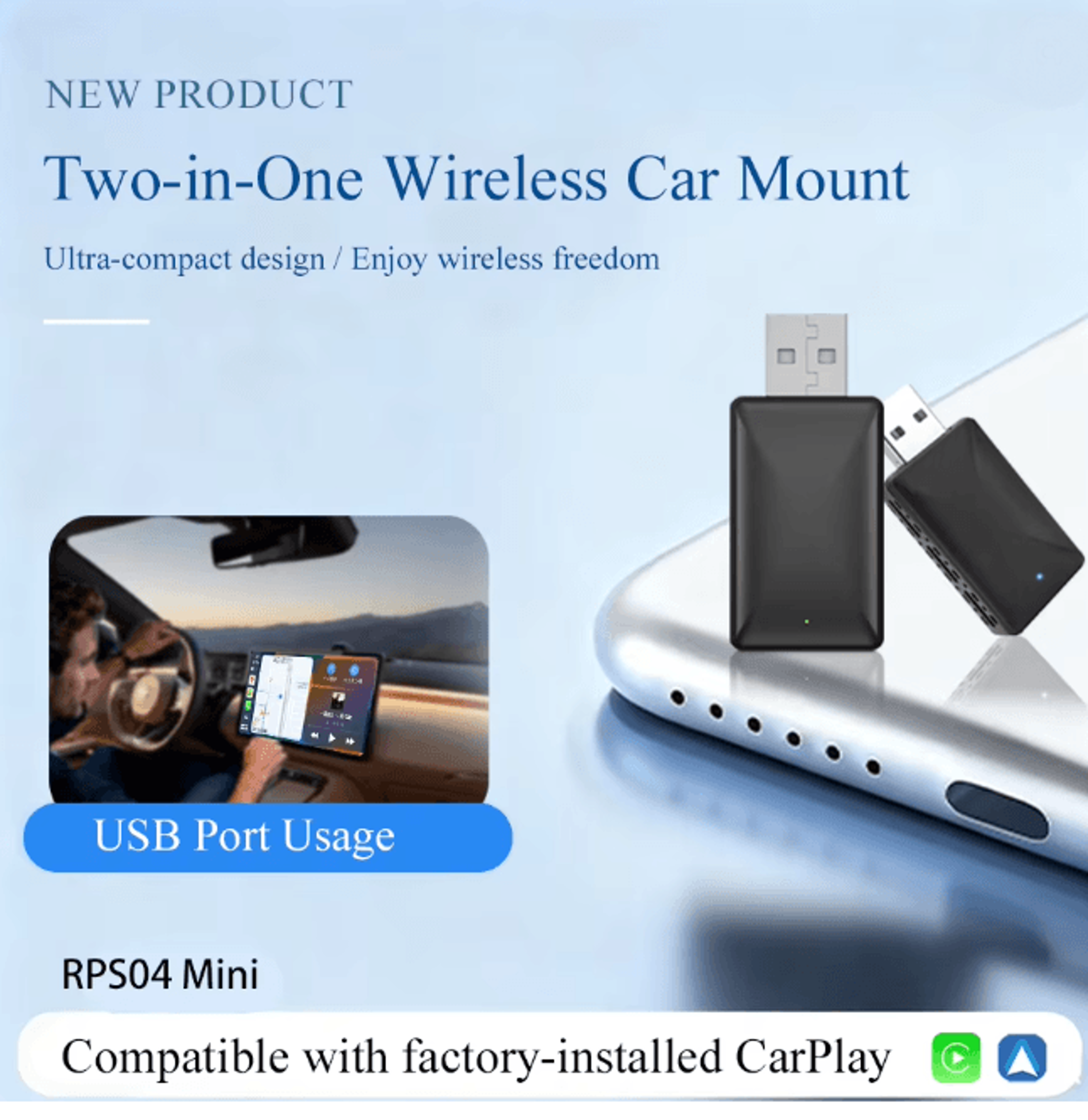 Wireless CarPlay Android Auto Adapter 2 In 1 Smart Car Dongle 2