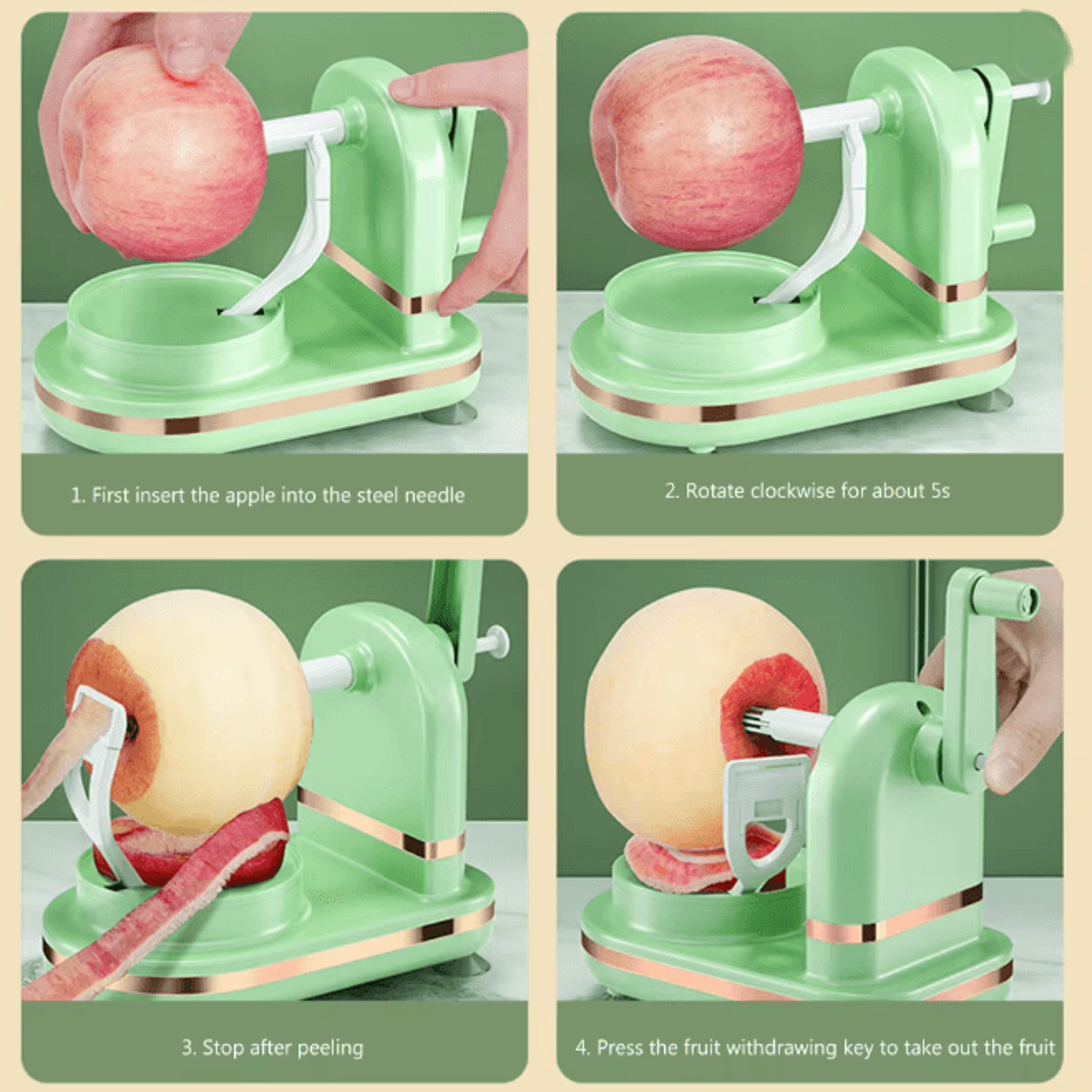 Manual Apple Peeler Hand Crank Fruit Peeling Machine With Stainless Steel Blades 2