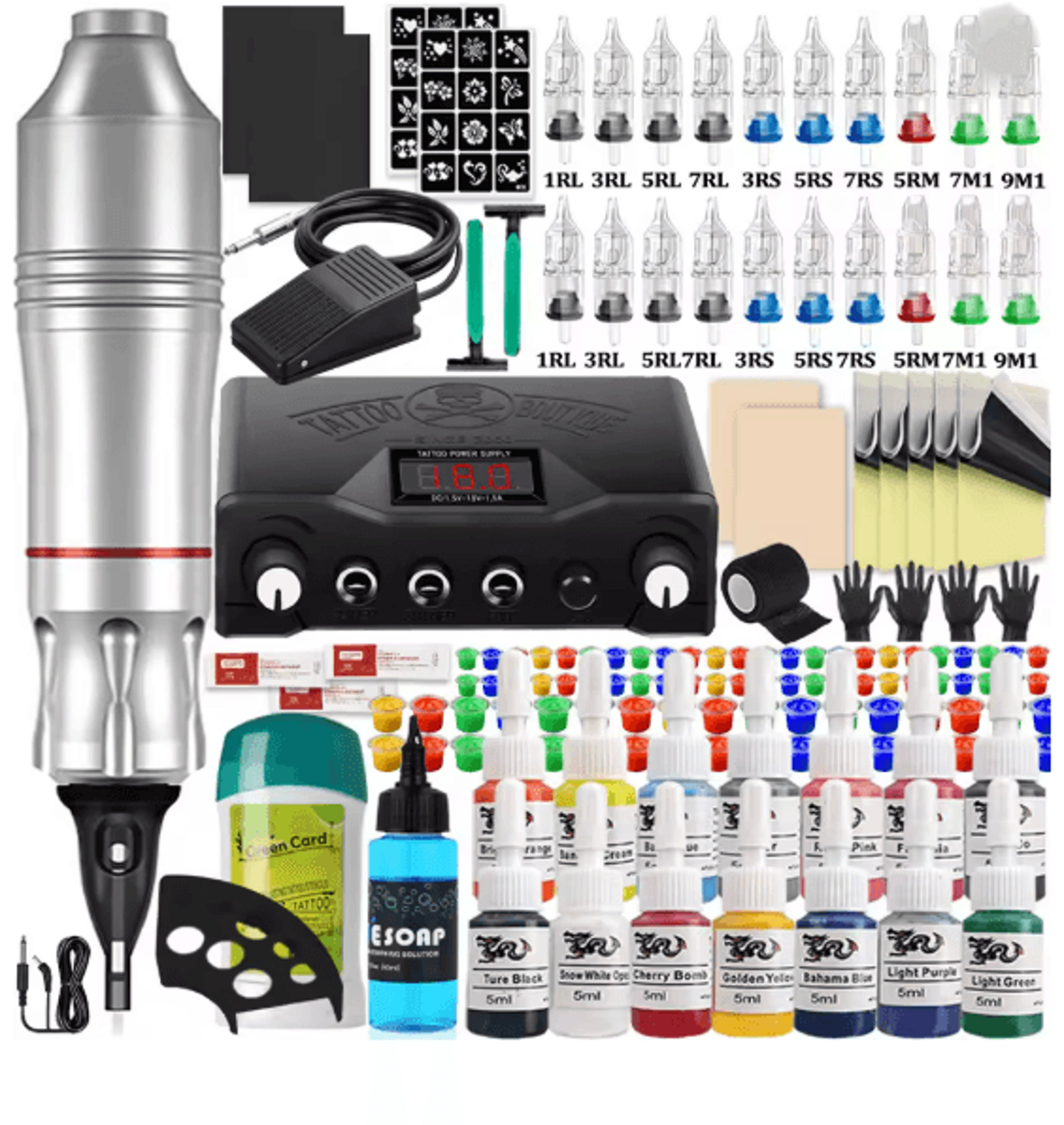 Complete Tattoo Pen Machine Kit Rotary Cartridge Tattoo Starter Set 4