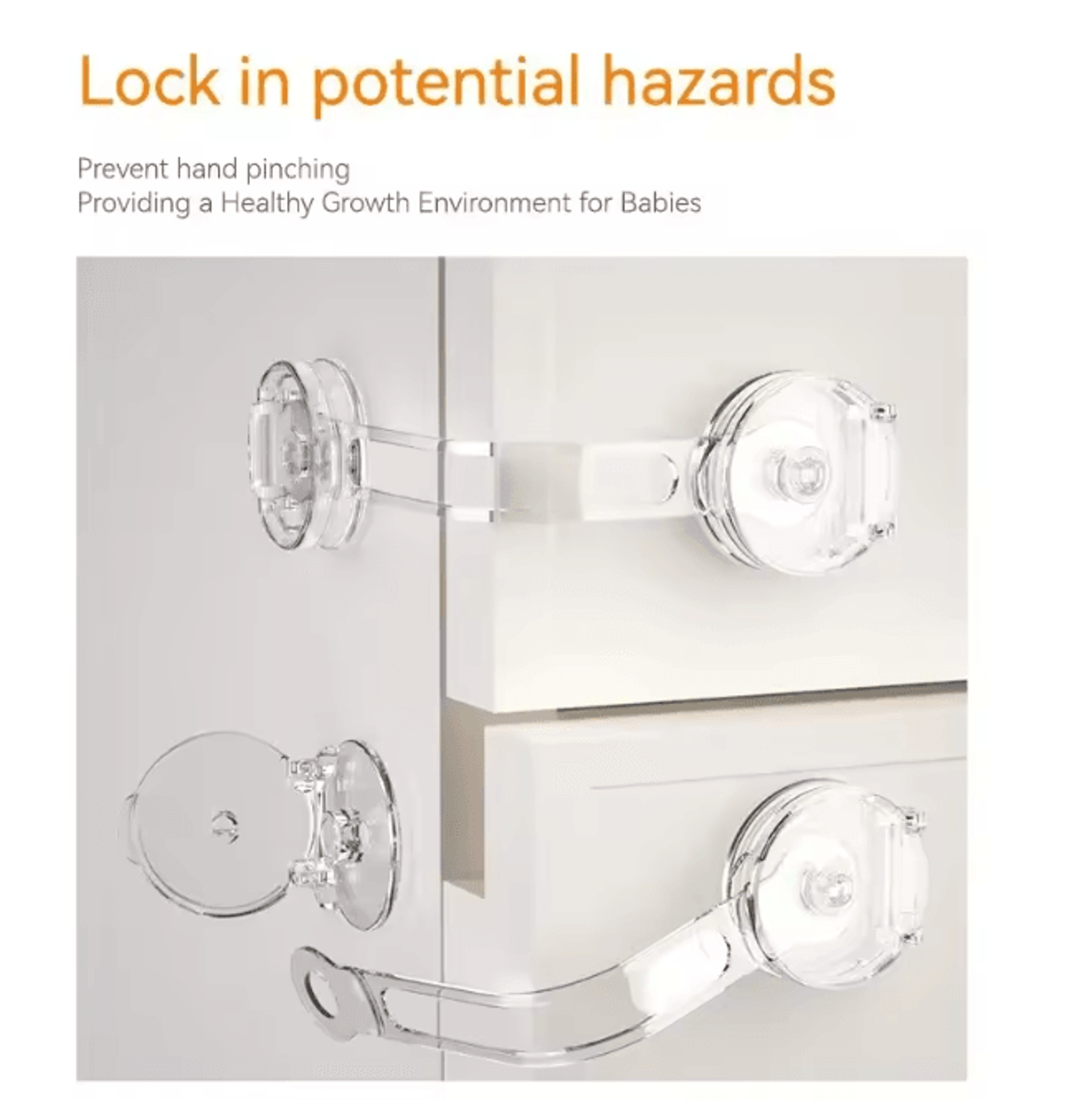 SecureHome Baby Cabinet Locks 6 Pack Adjustable Safety Straps 2