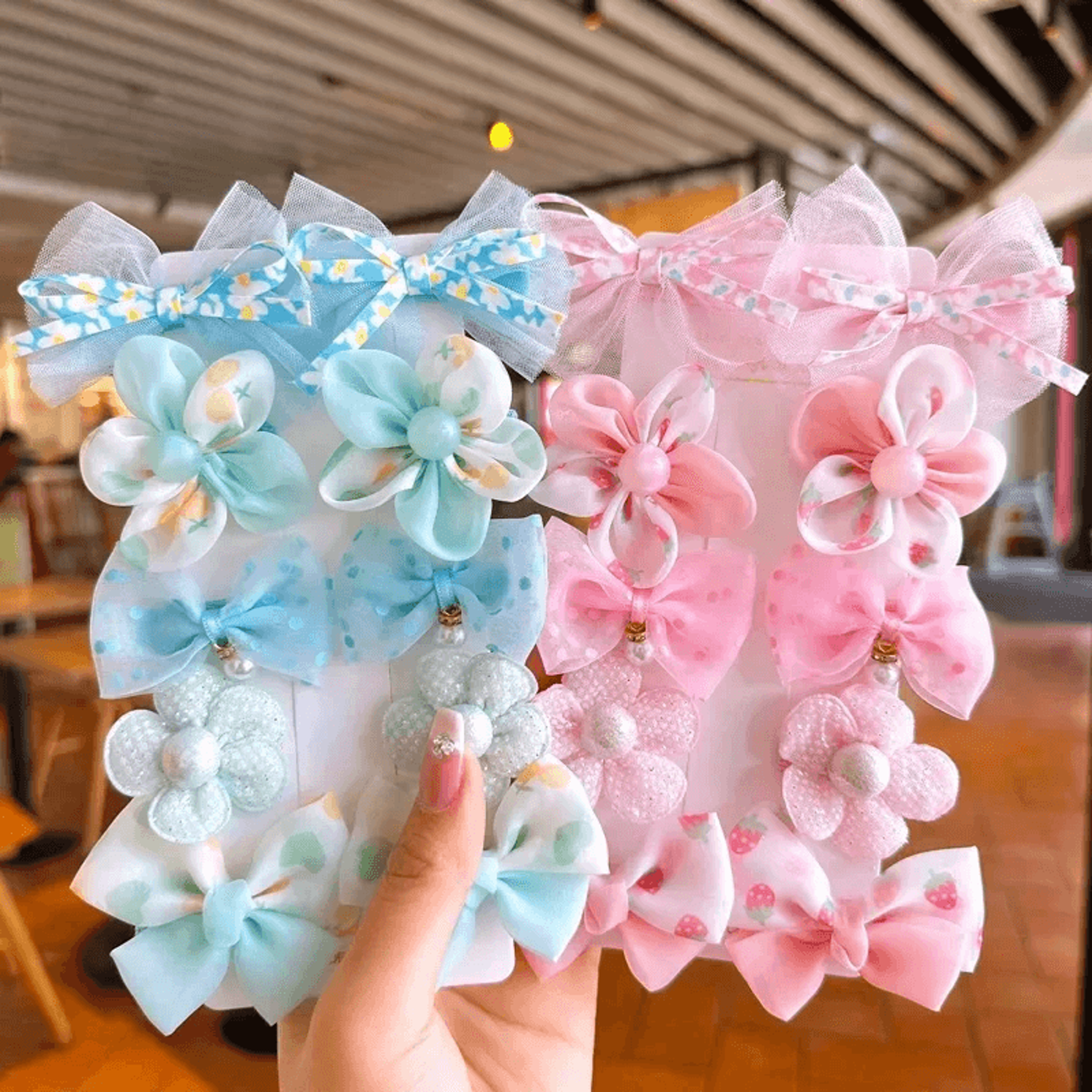 SweetCharm 10 Piece Bow Hair Clips And Hair Bands Set For Girls 0